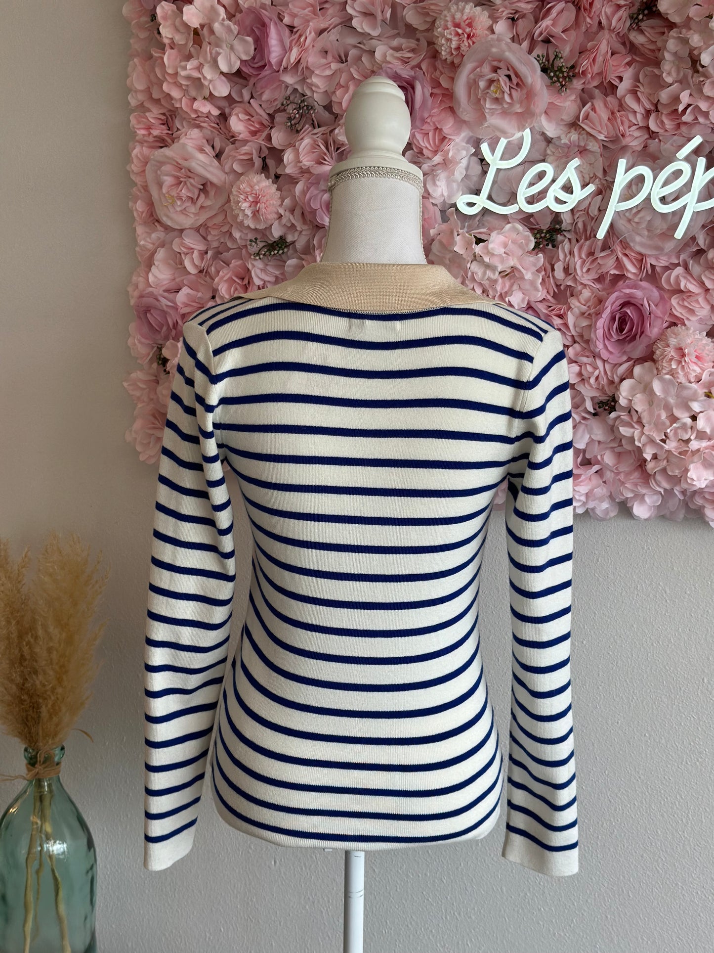 Pull en laine à rayures marinières T.34