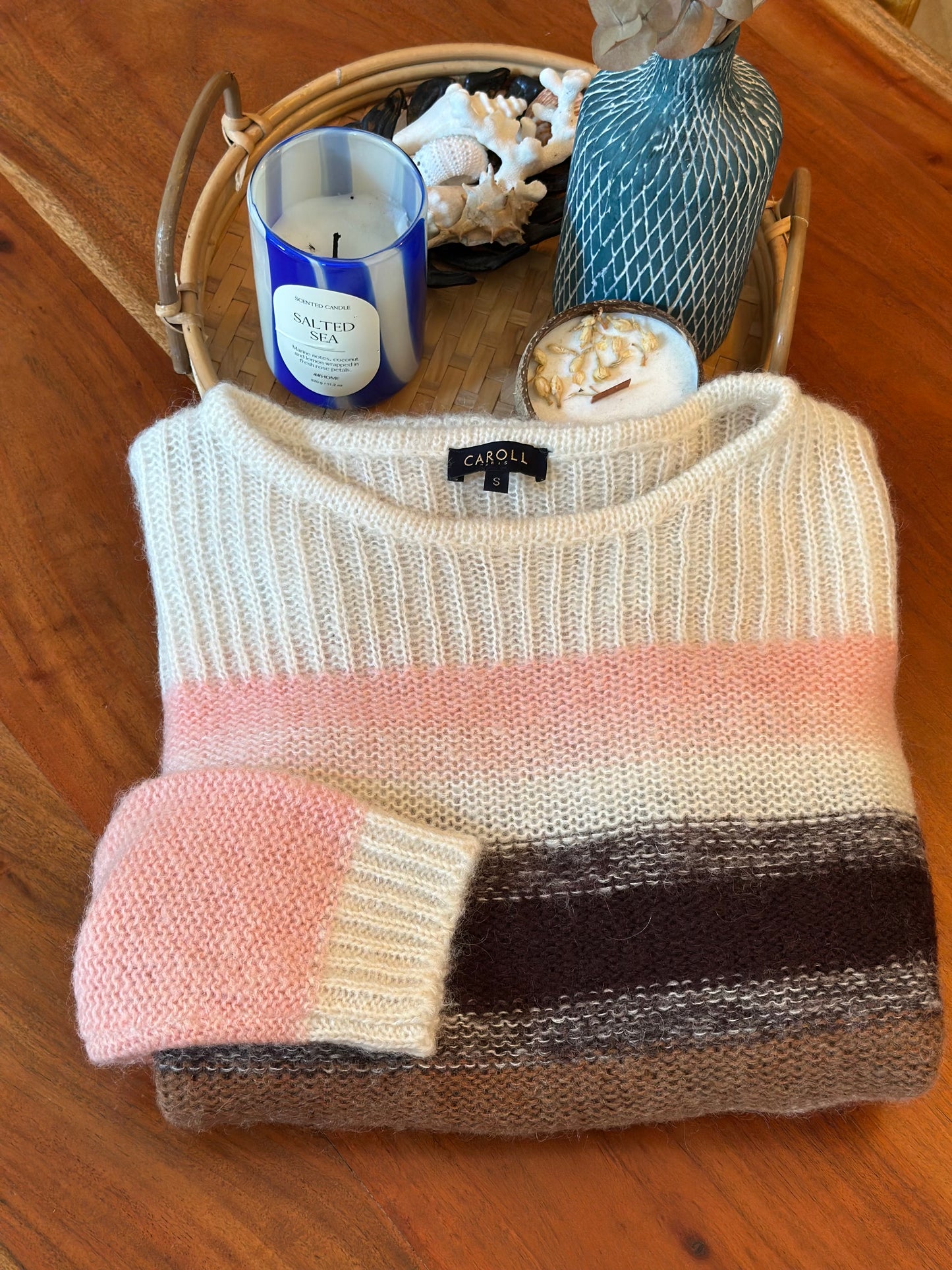Pull rayé laine et mohair T.36