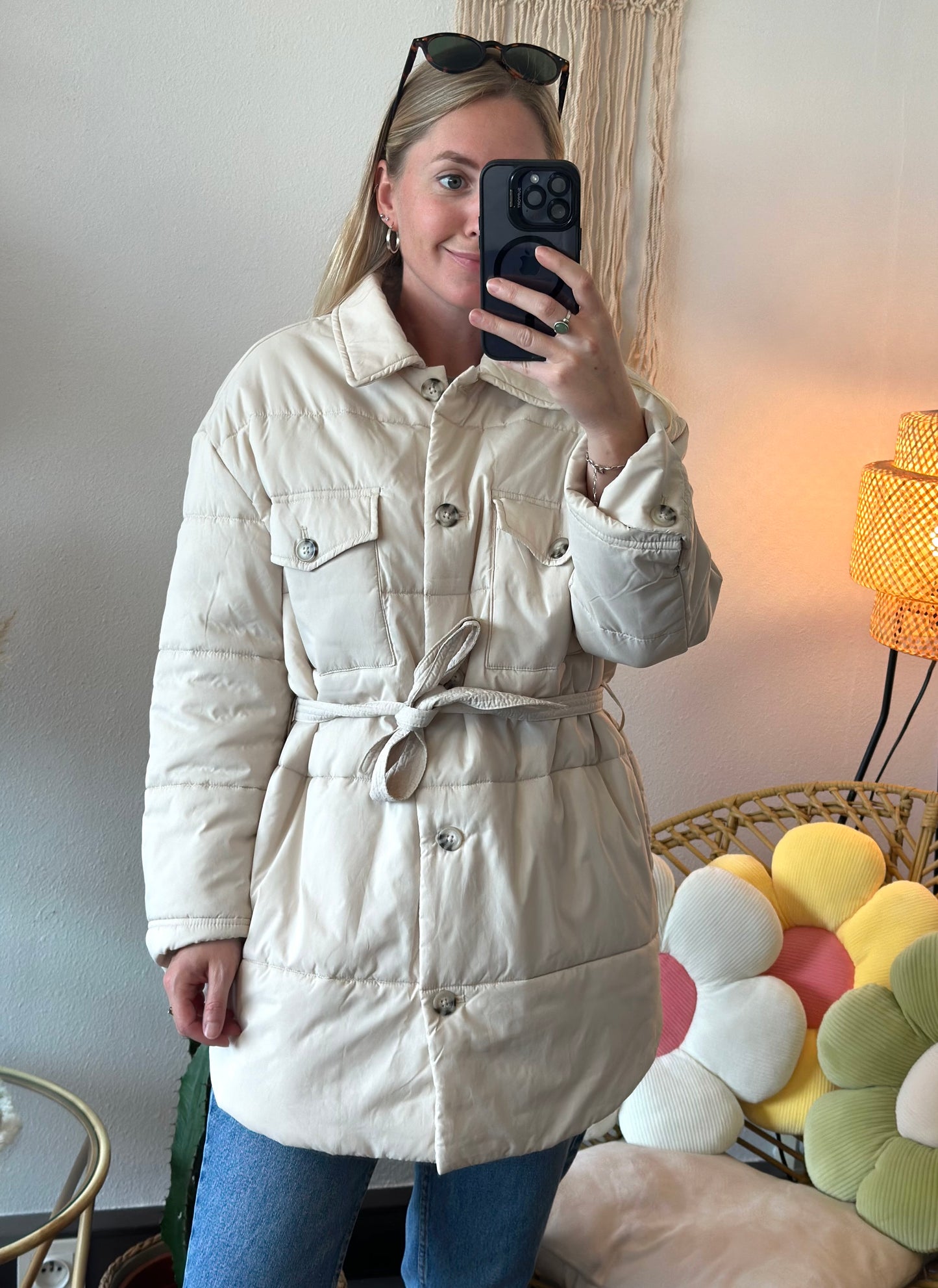 Veste doudoune matelassée ceinturée T.36 Oversize