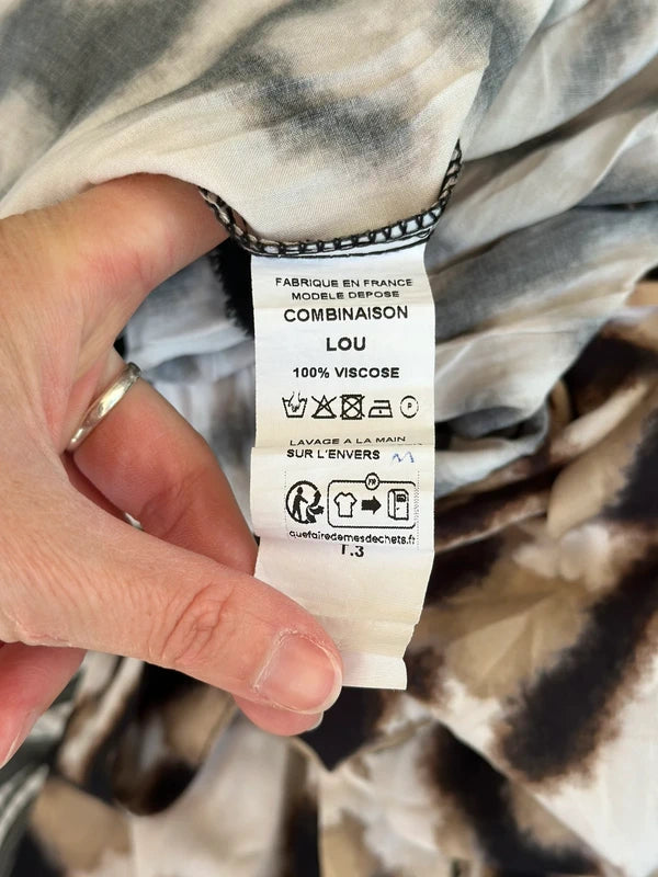 Combinaison pantalon imprimé léopard en viscose Made in France T.38/40