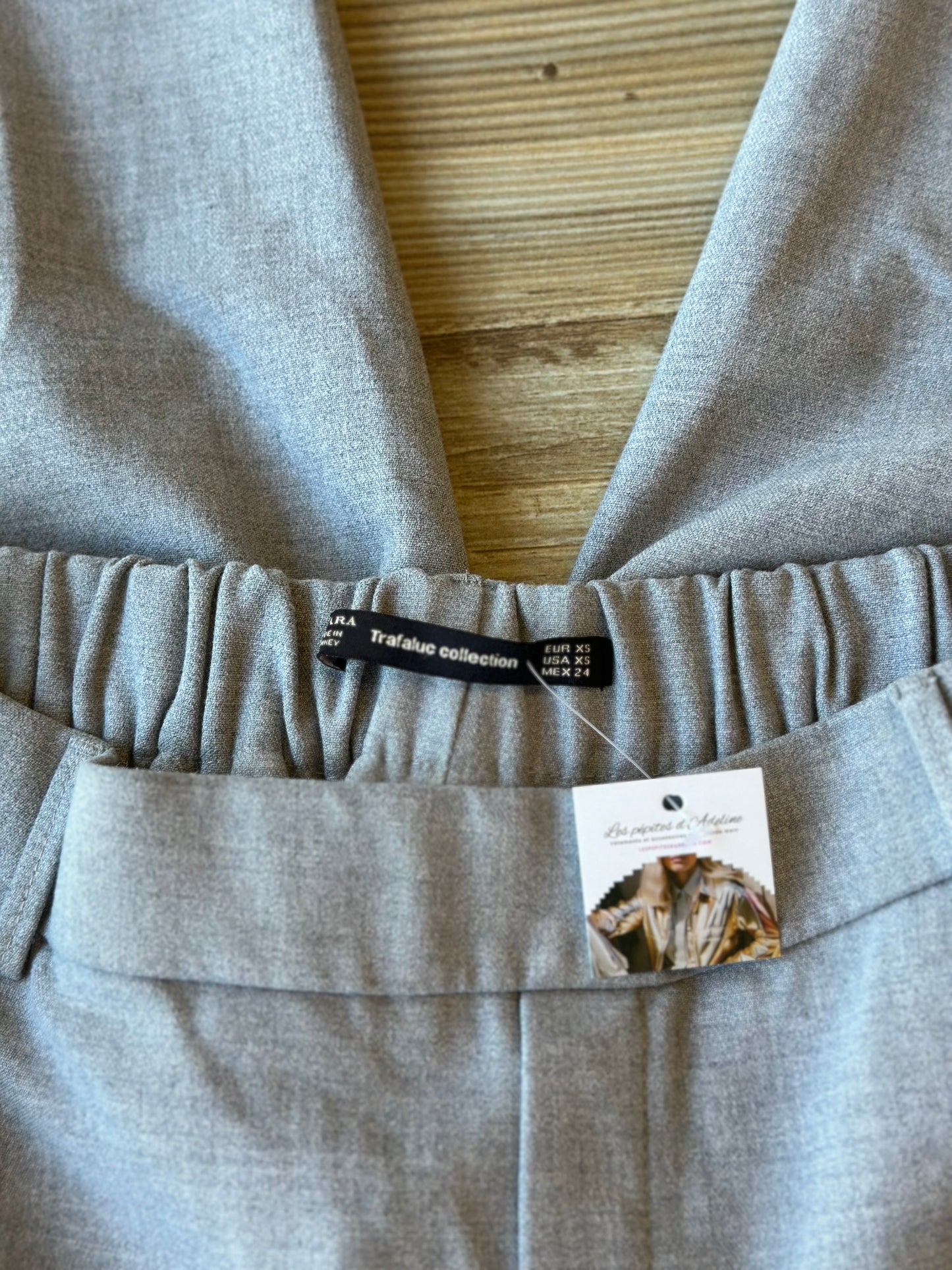 Pantalon chino jogger gris et blanc, T.34
