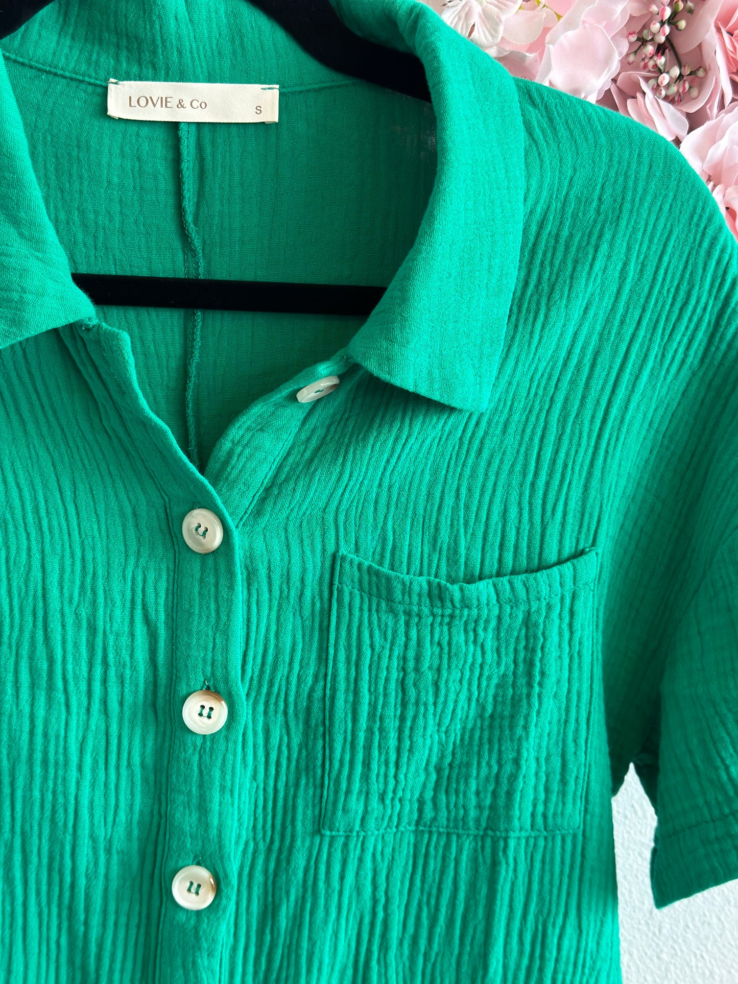 Combishort en gaze de coton vert T.36