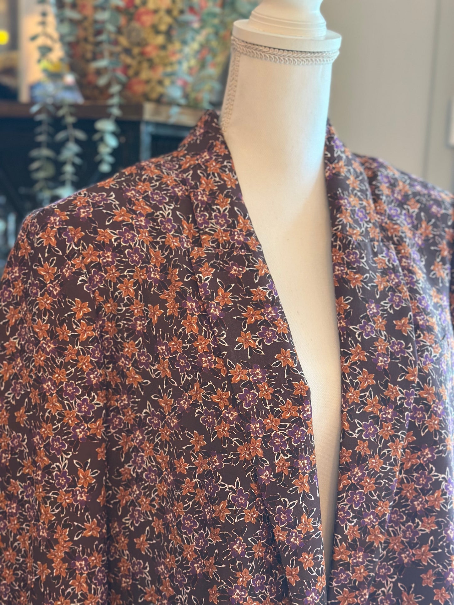 Veste blazer imprimé floral marron T.44