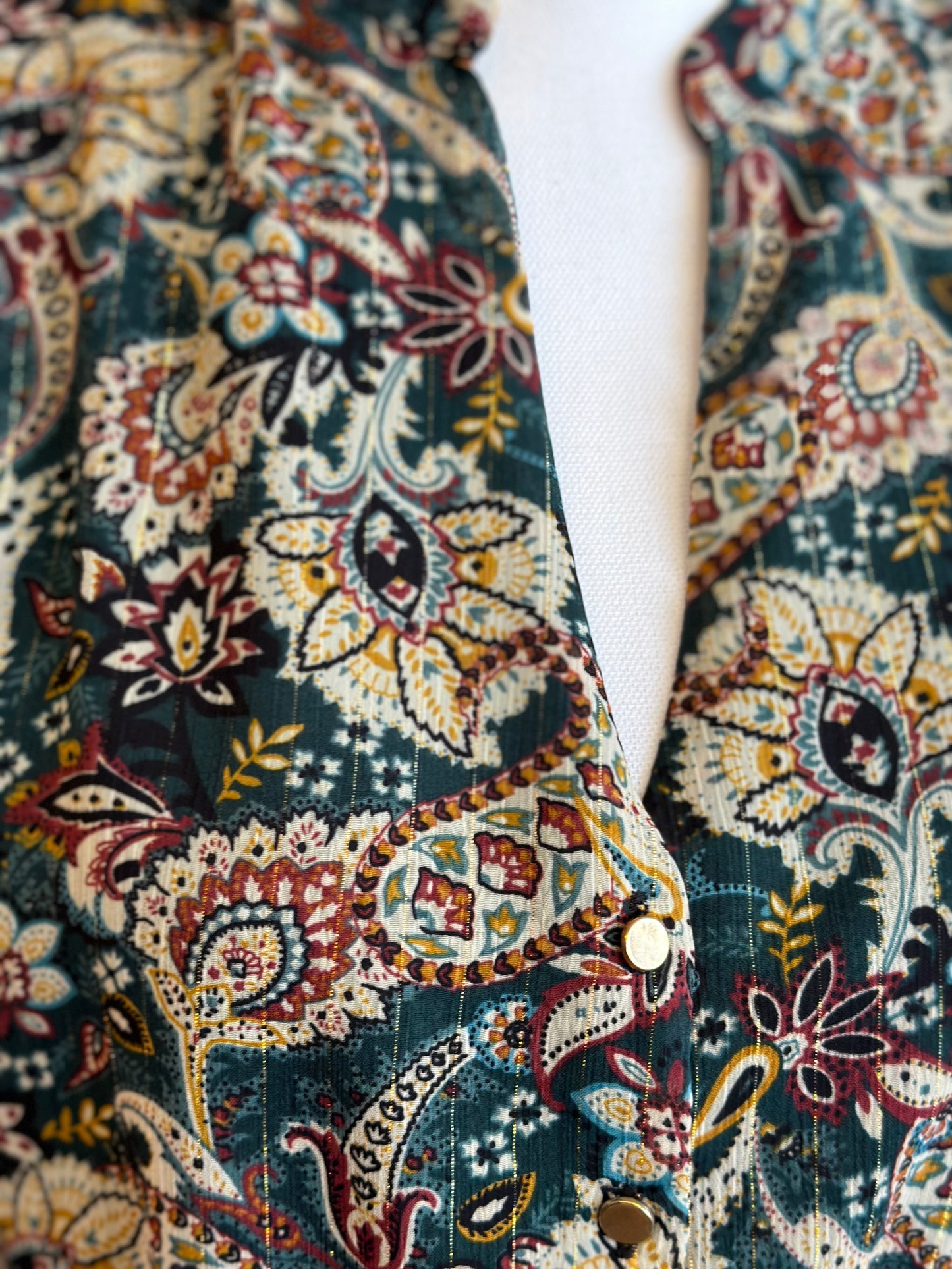 Robe mi-longue à motifs fleuris cachemire Paisley, T.38