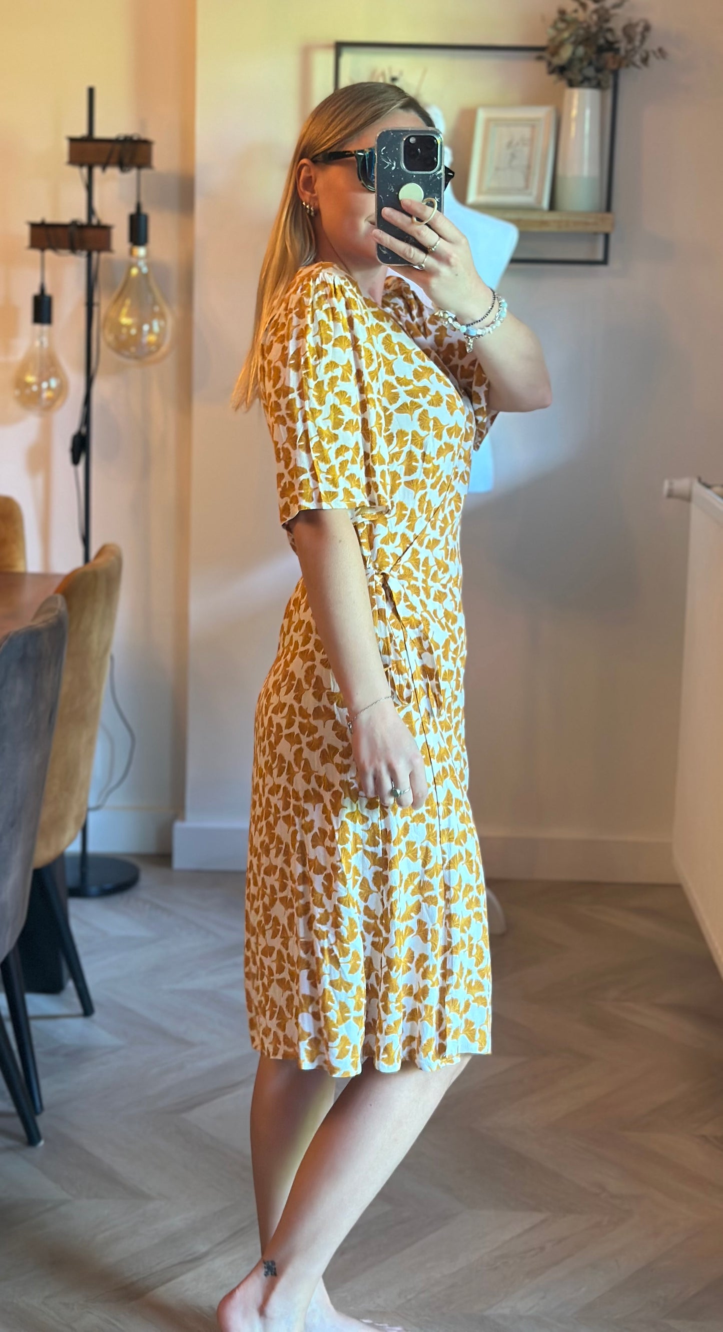 Robe portefeuille imprimé feuilles en viscose T.36