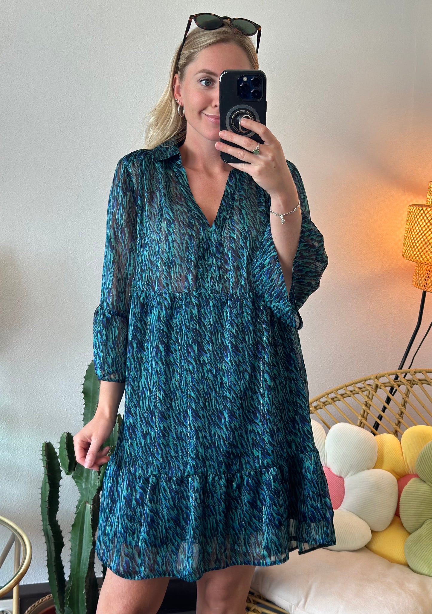 Robe d’été fluide à motifs bleus, T.36