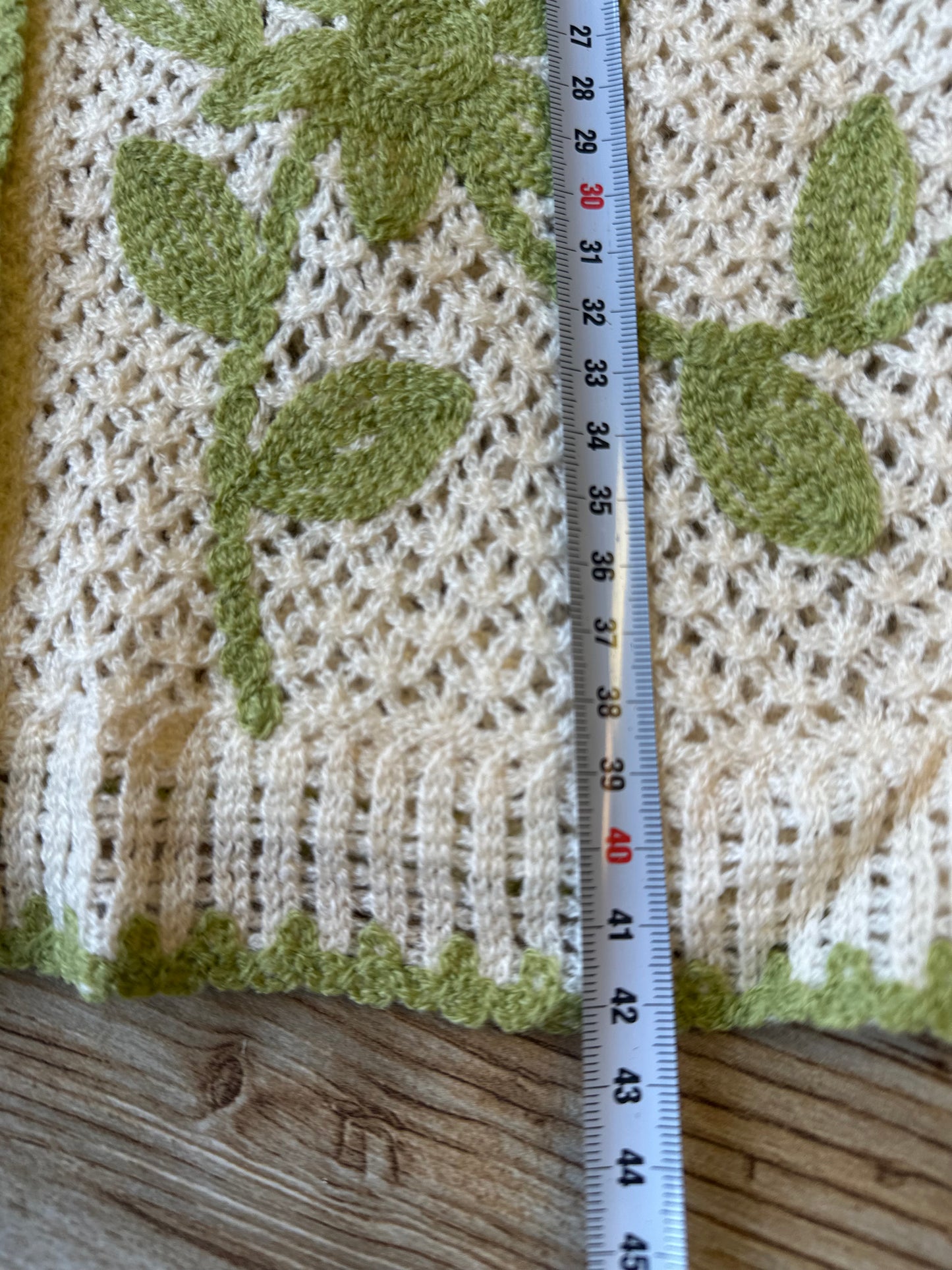 Top cardigan au crochet fleuri vert clair T.36