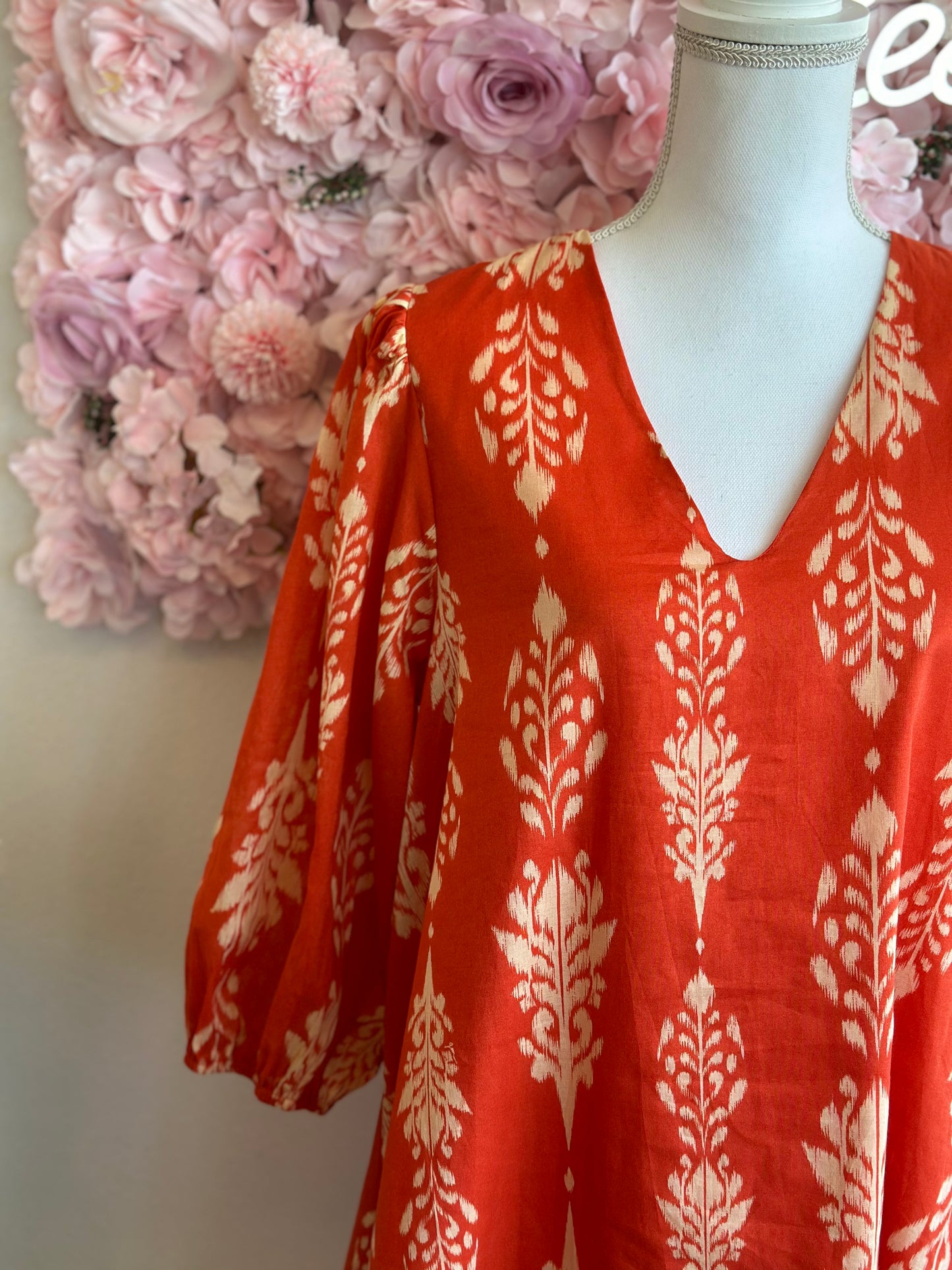Robe d’été corail T.36 oversize neuve
