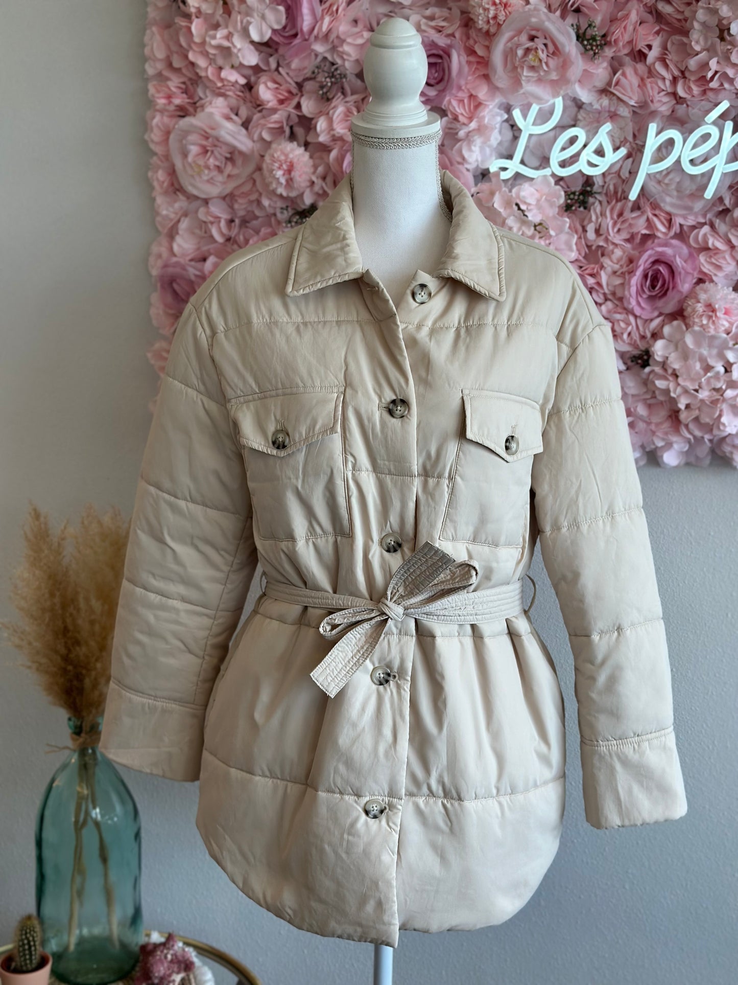 Veste doudoune matelassée ceinturée T.36 Oversize