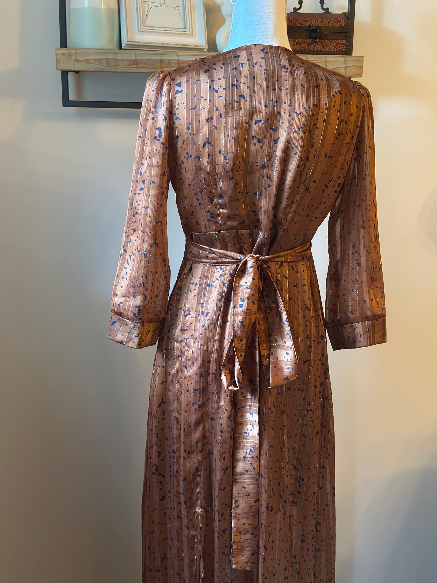 Robe longue marron lurex doré T.38