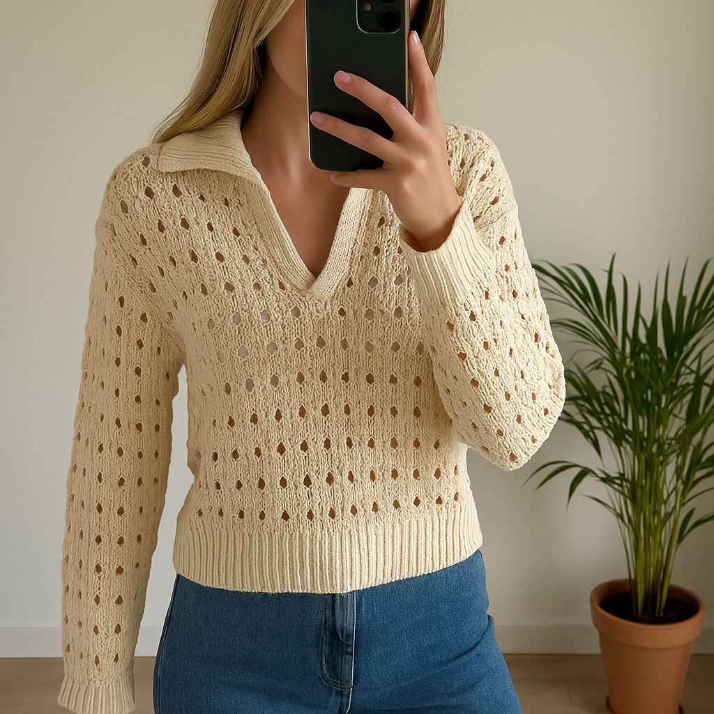 Pull ajouré crème neuf T.34/36
