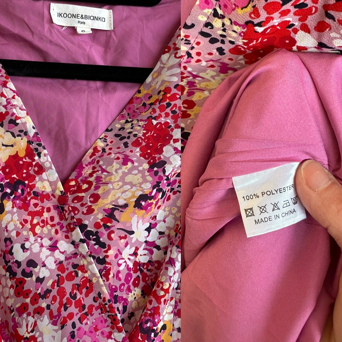Robe midi rose lilas motifs fleuris T.36