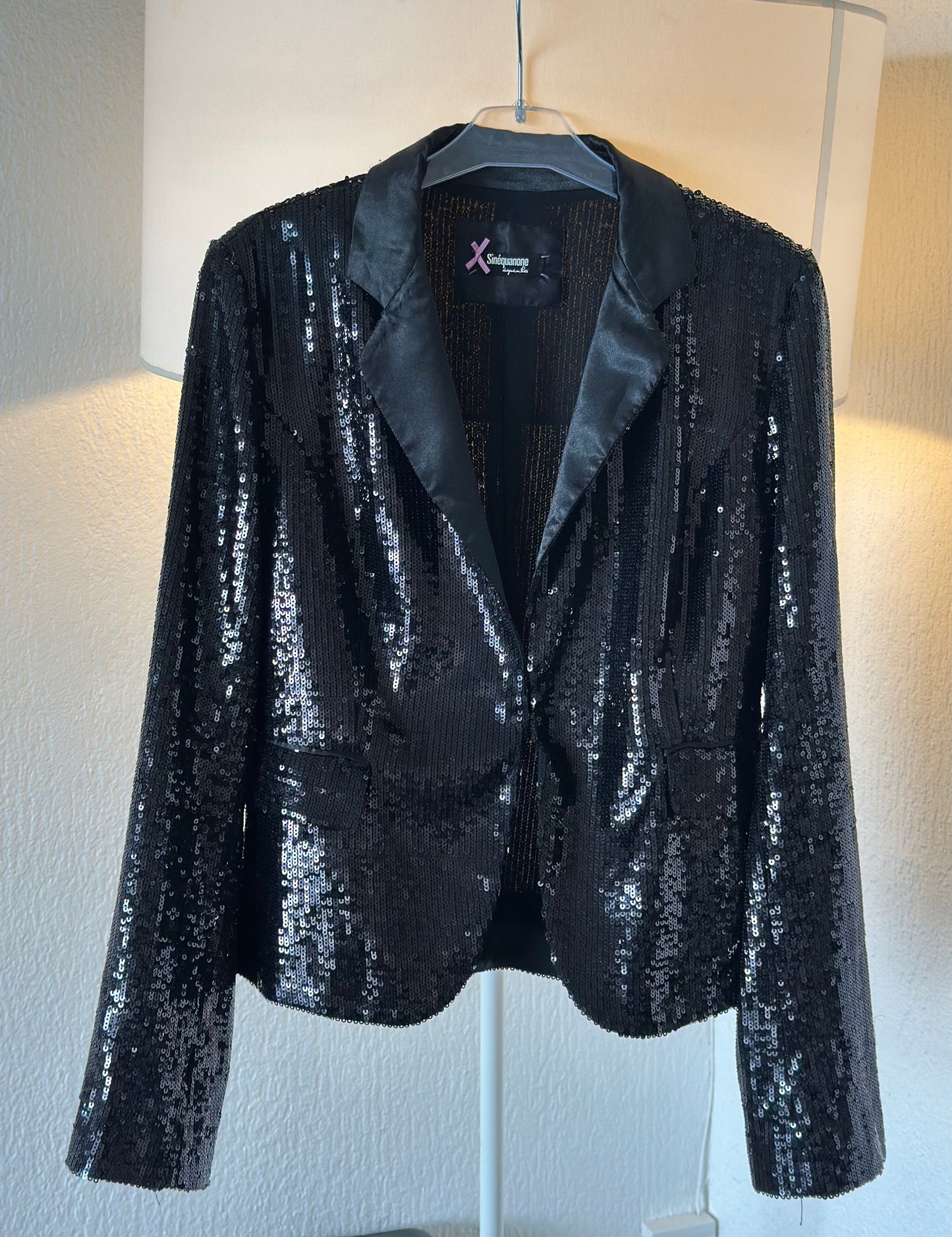 Veste blazer noire élégante à sequins T.40