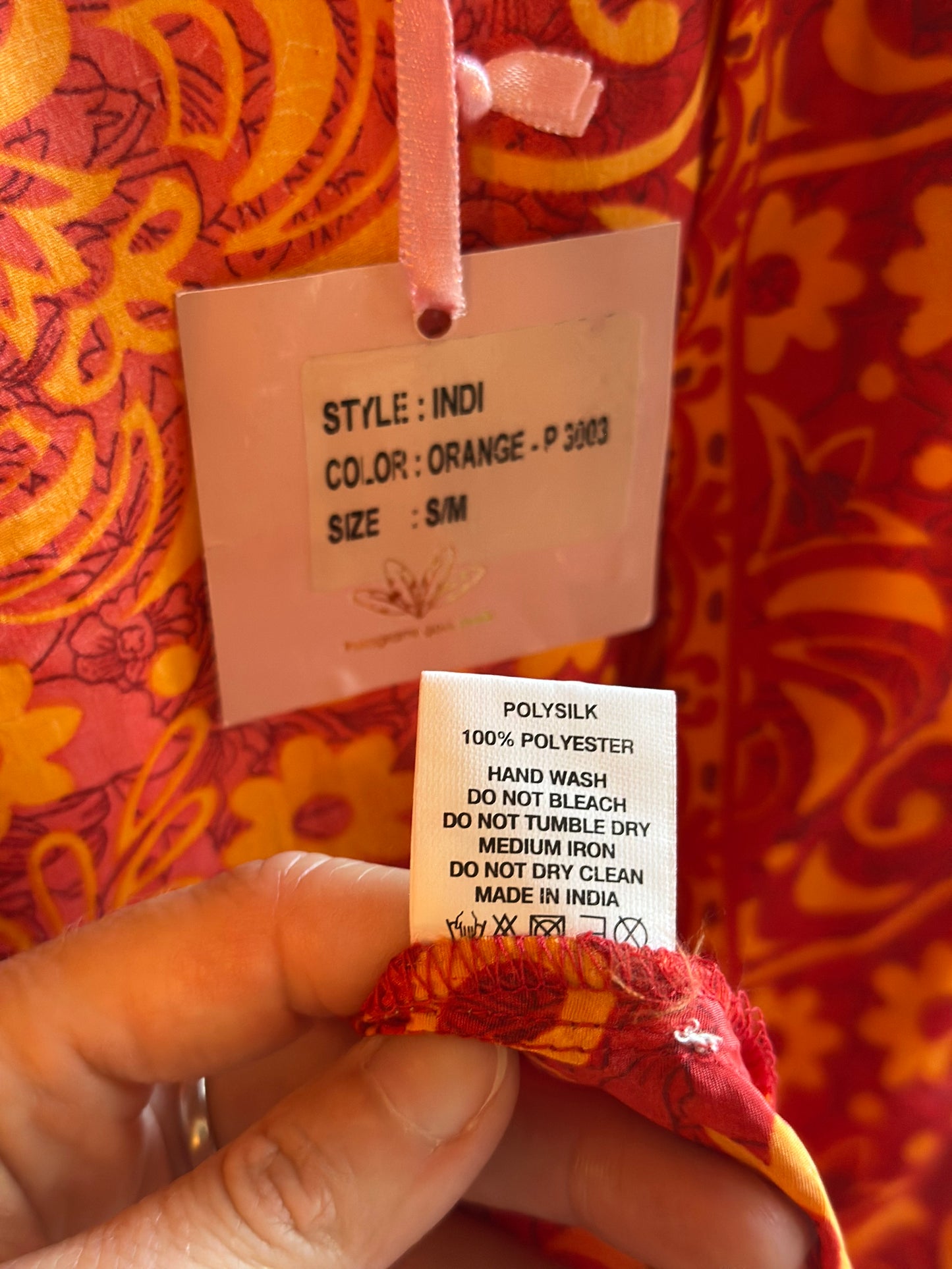 Kimono long fleuri orange rouge - Goa Paris neuf T.36/38
