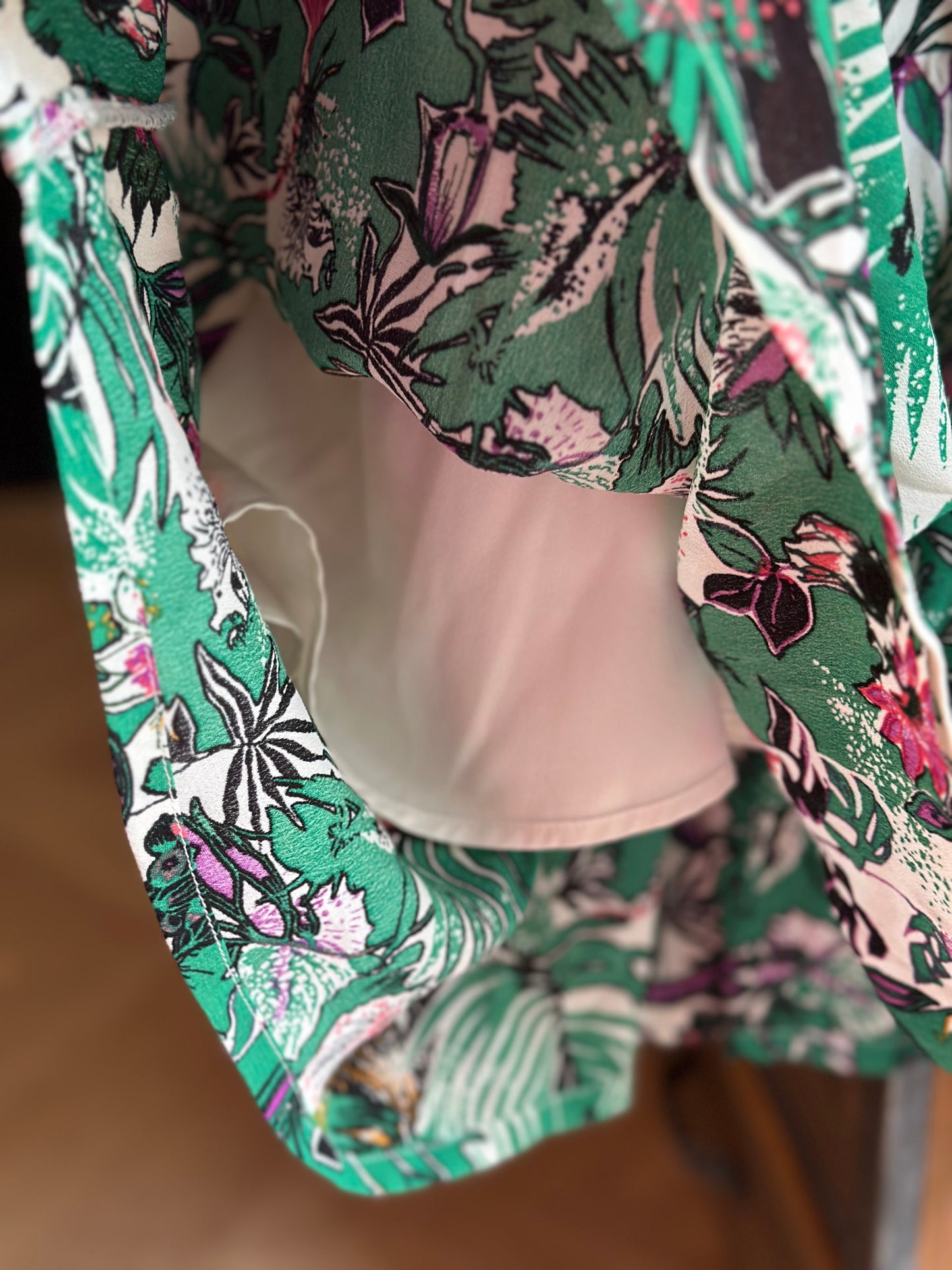 Robe imprimé fleuri végétal vert T.42