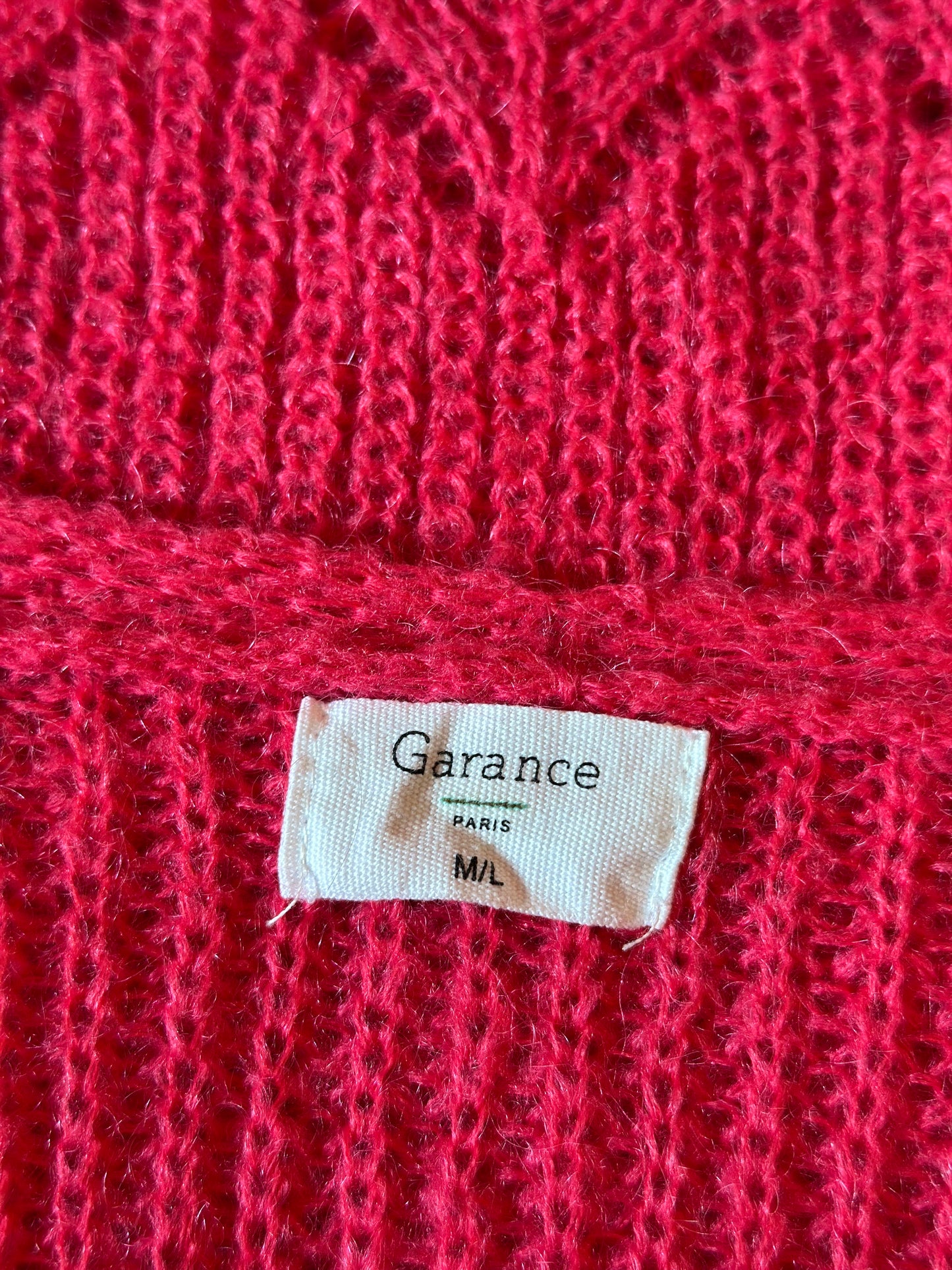 Pull maille ajourée rose mohair T.38/40