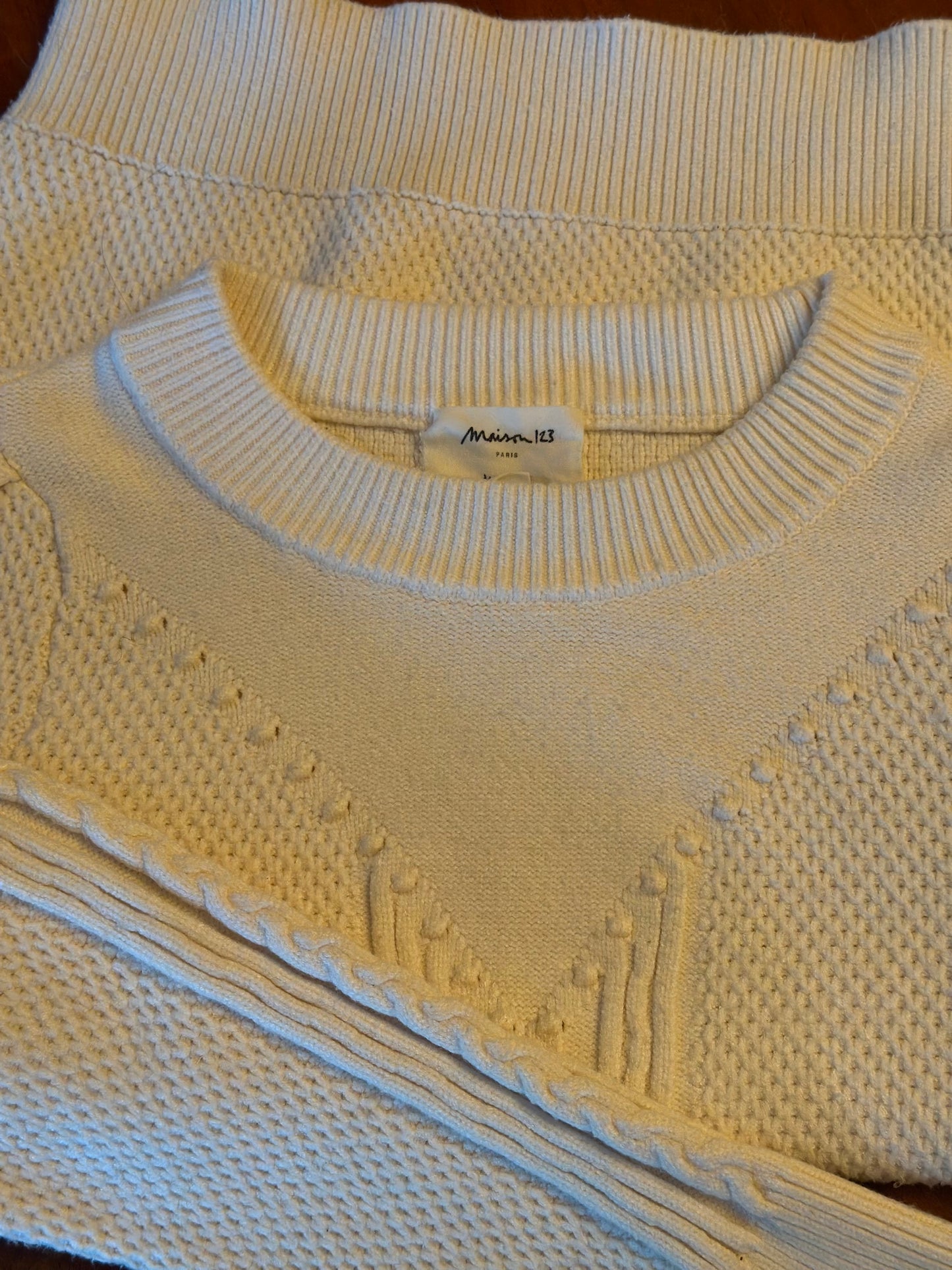 Pull torsadé ivoire T.36