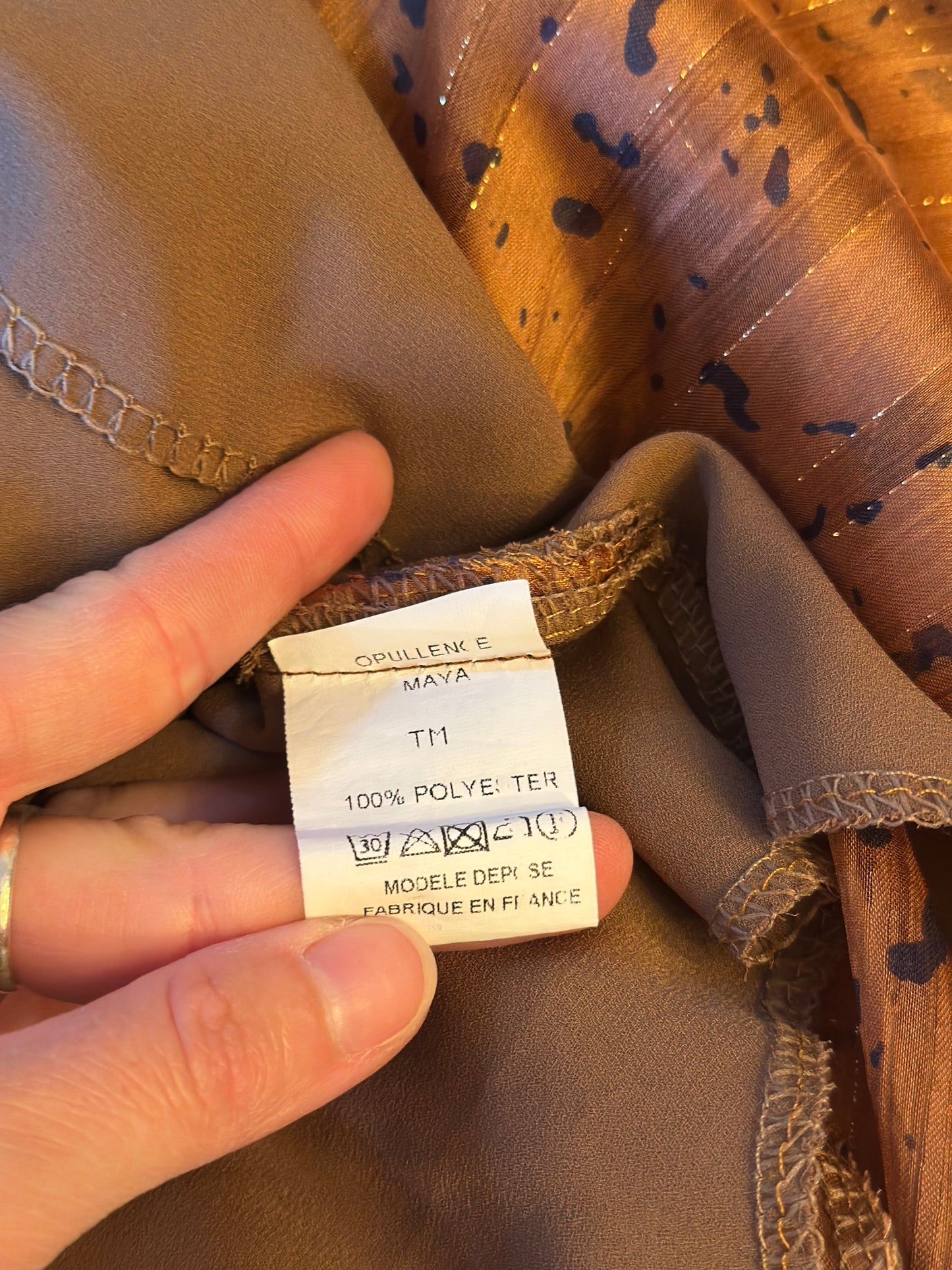 Robe longue marron lurex doré T.38
