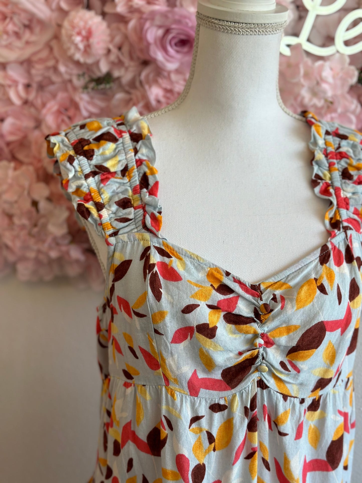Top d'été évasé en lin à motifs colorés, T.38