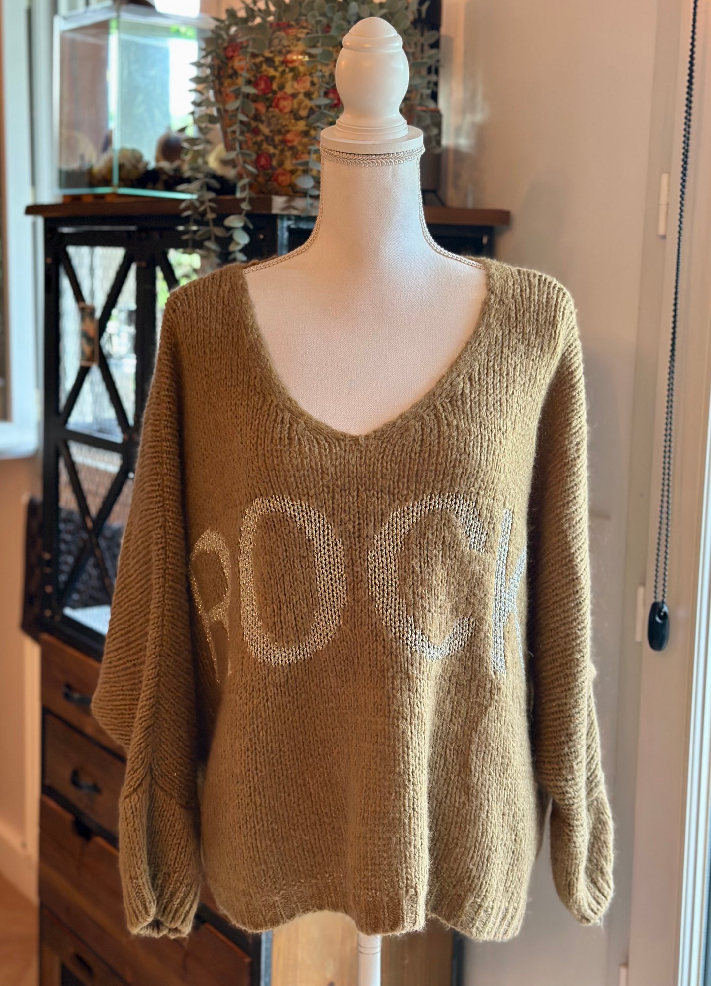 Pull camel à en laine et mohair “ROCK” T.U