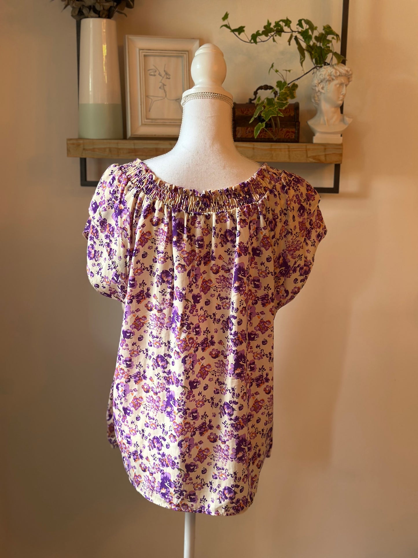 Blouse fleurie violette T.40