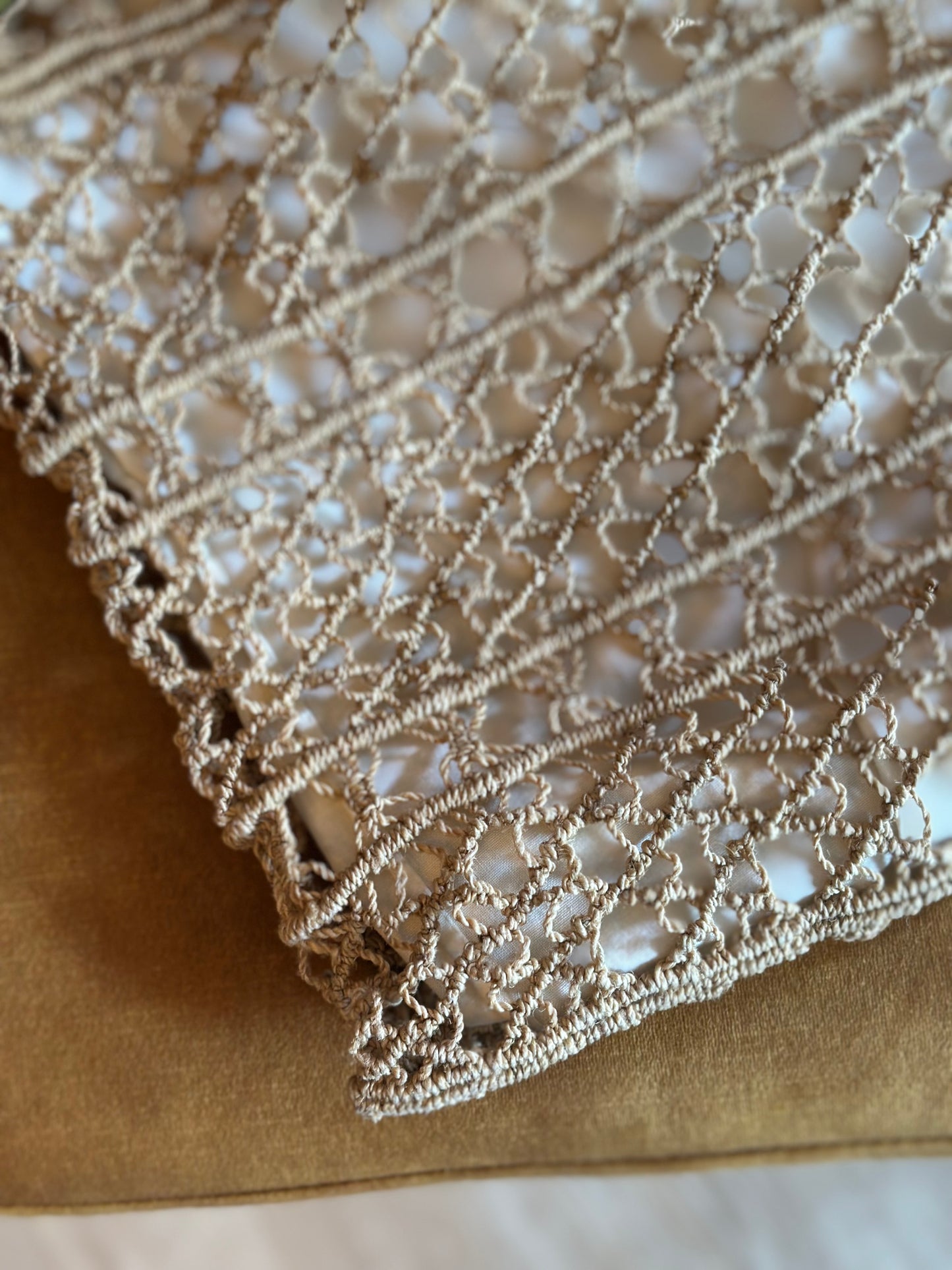 Sac vintage en macramé fait main – Beige