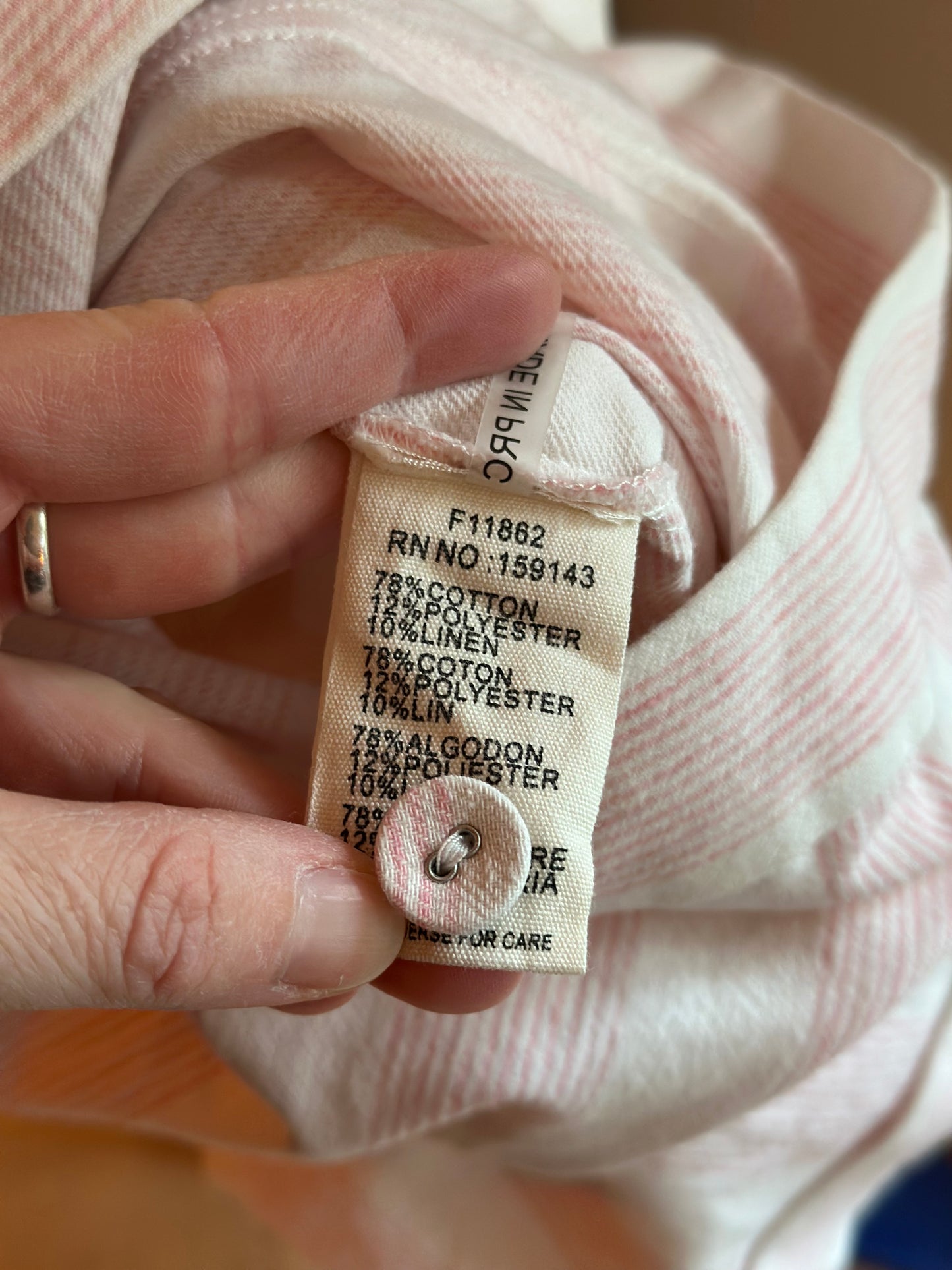 Combishort rayé rose en coton et lin T.36