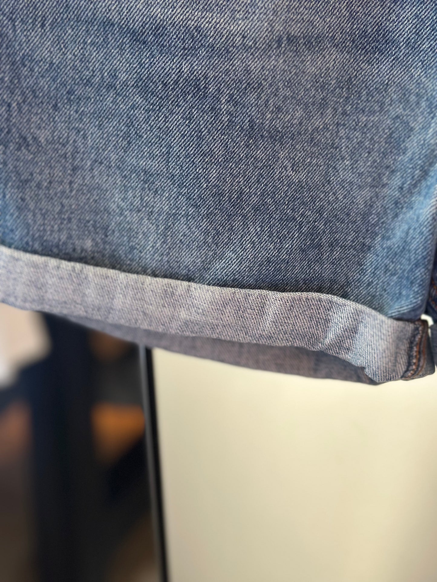 Short en jean bleu brut taille haute T.34