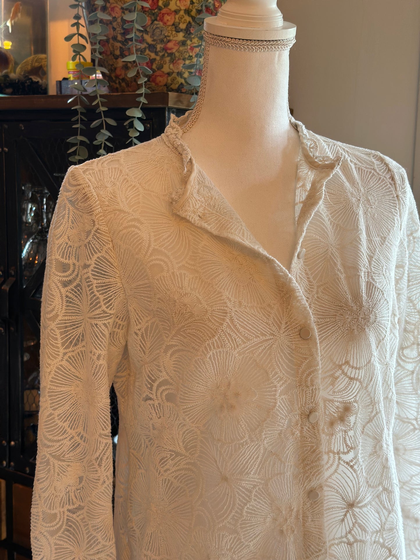 Chemise dentelle florale blanche T.34