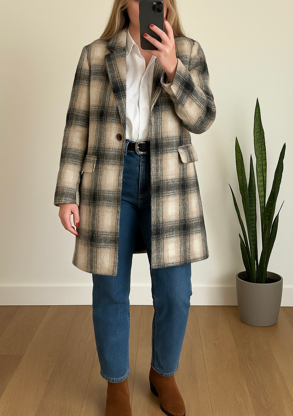 Manteau en laine beige modèle Lamar T.38