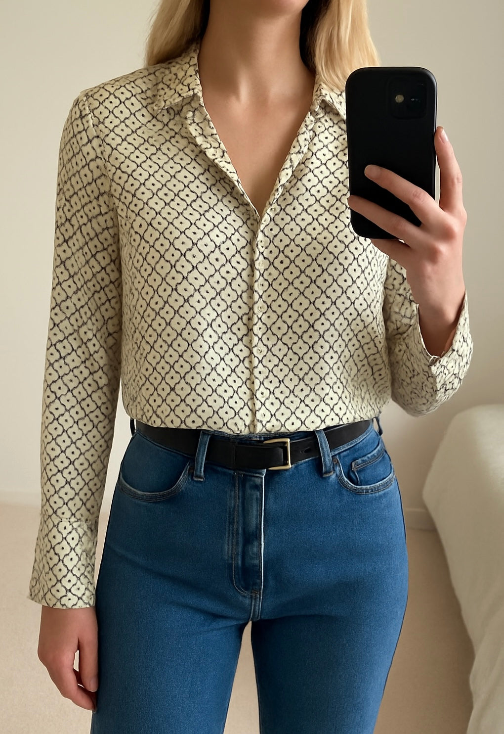 Chemise fluide à motifs géométriques T.34/36 oversize