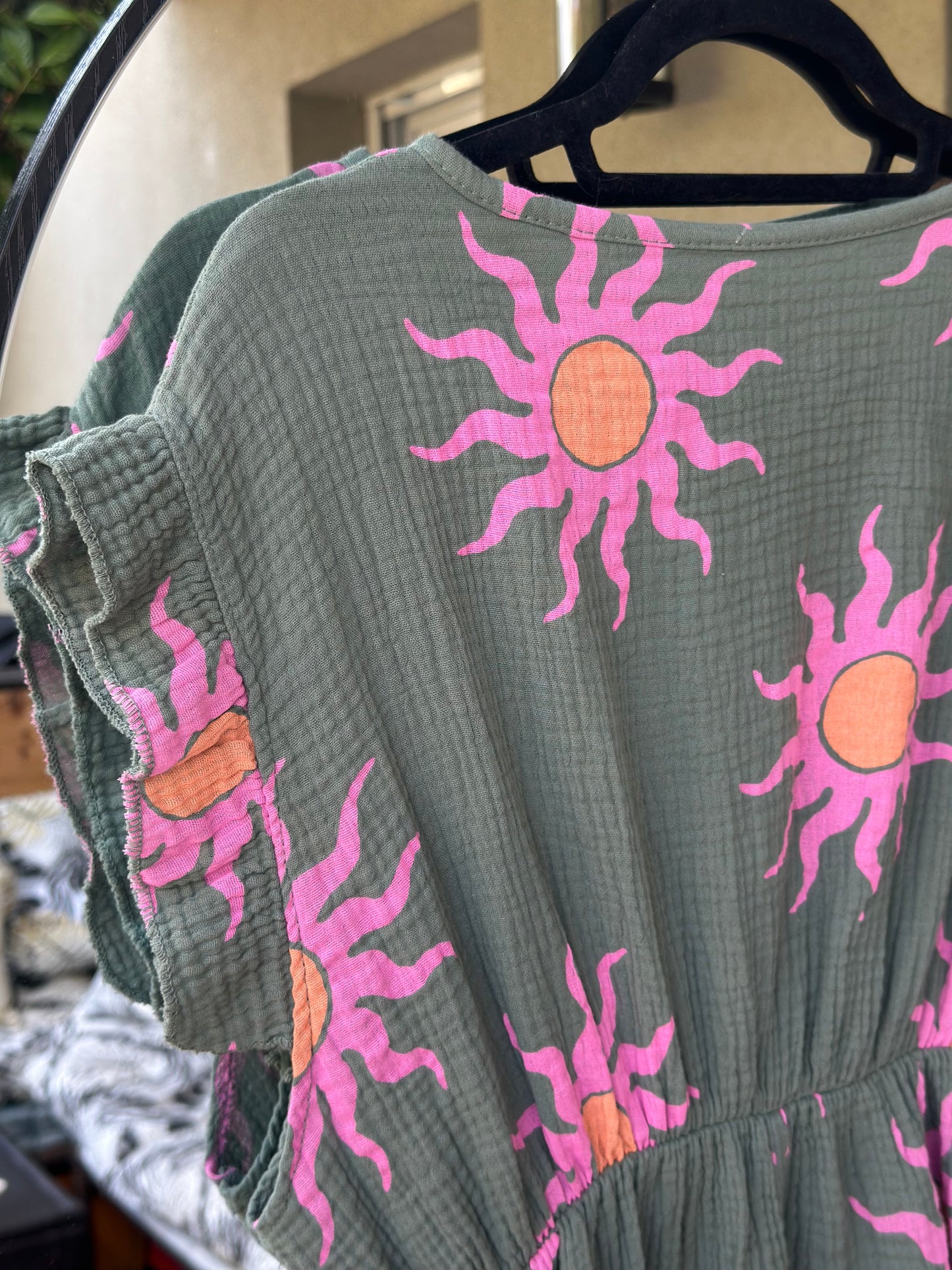Robe gaze de coton imprimé soleil Made in Italy T.U 36/40