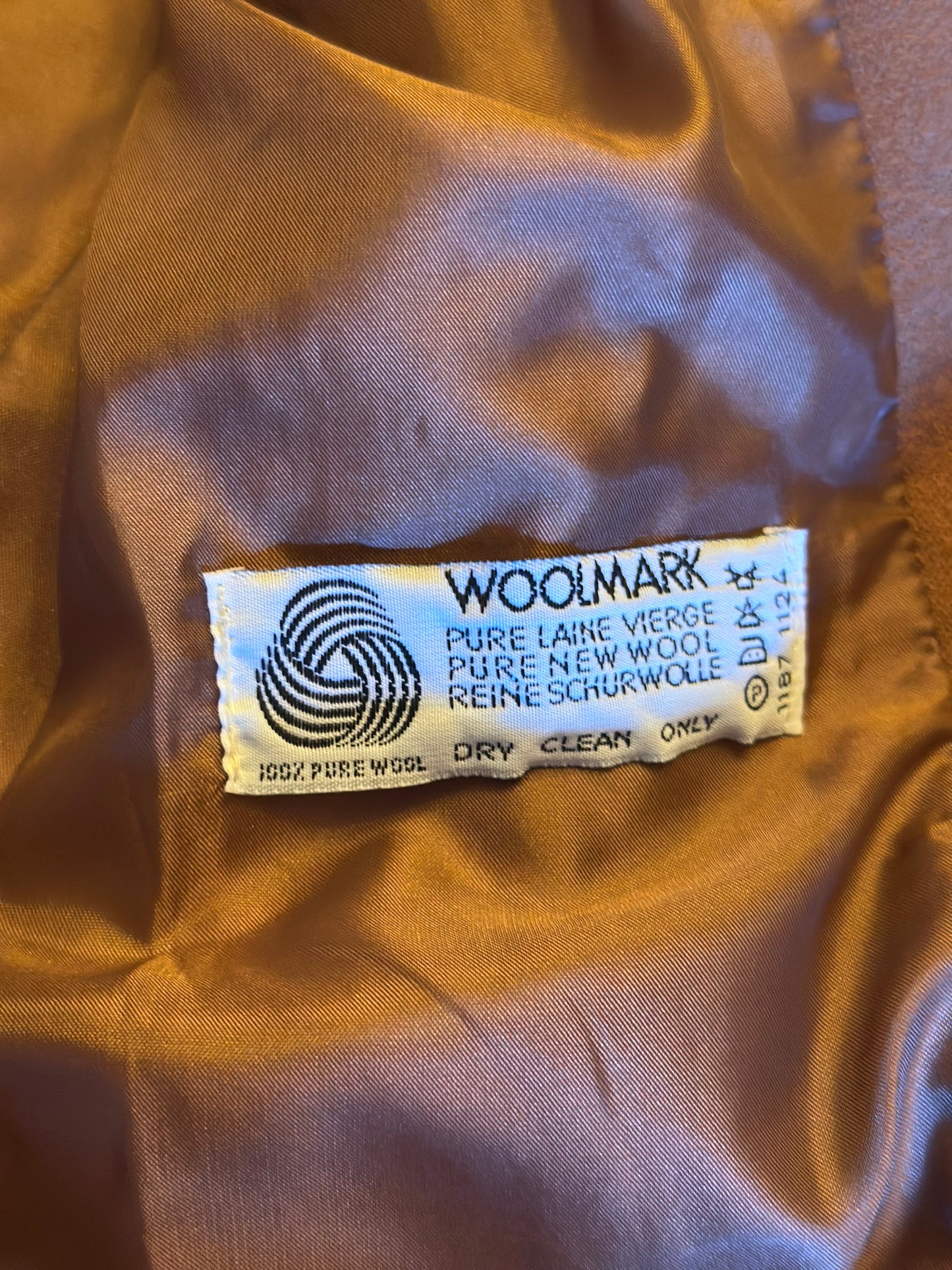 Veste blazer vintage en laine vierge camel T.40