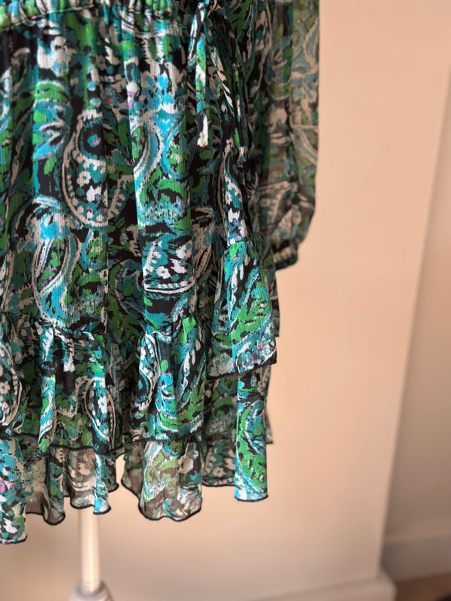 Robe midi imprimé cachemire vert T.40