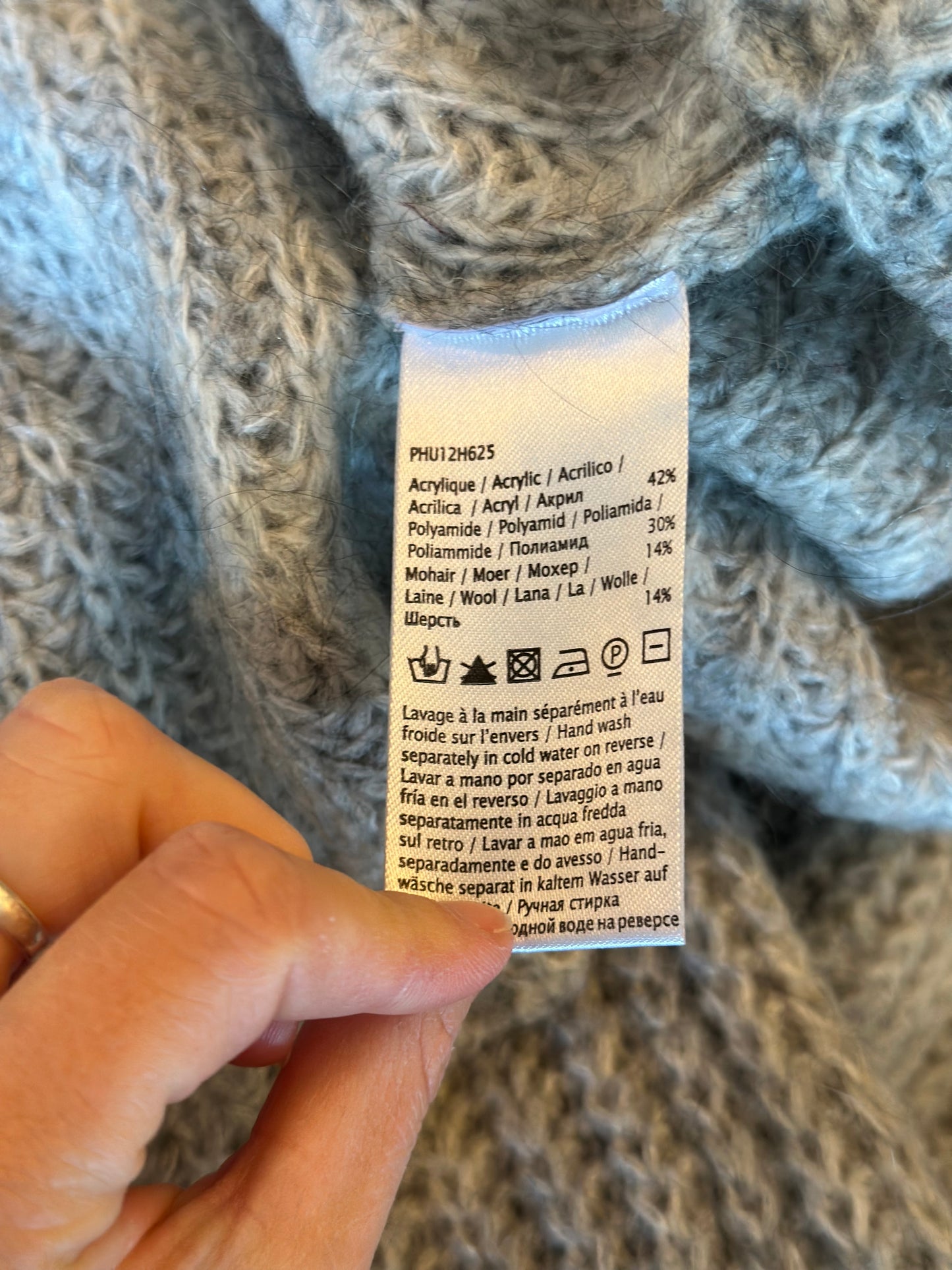 Pull col roulé gris chiné mohair & laine T.38/40