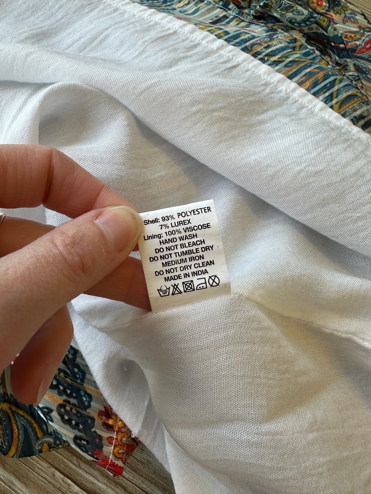 Robe midi évasée à motifs paisley cachemire colorés T.40