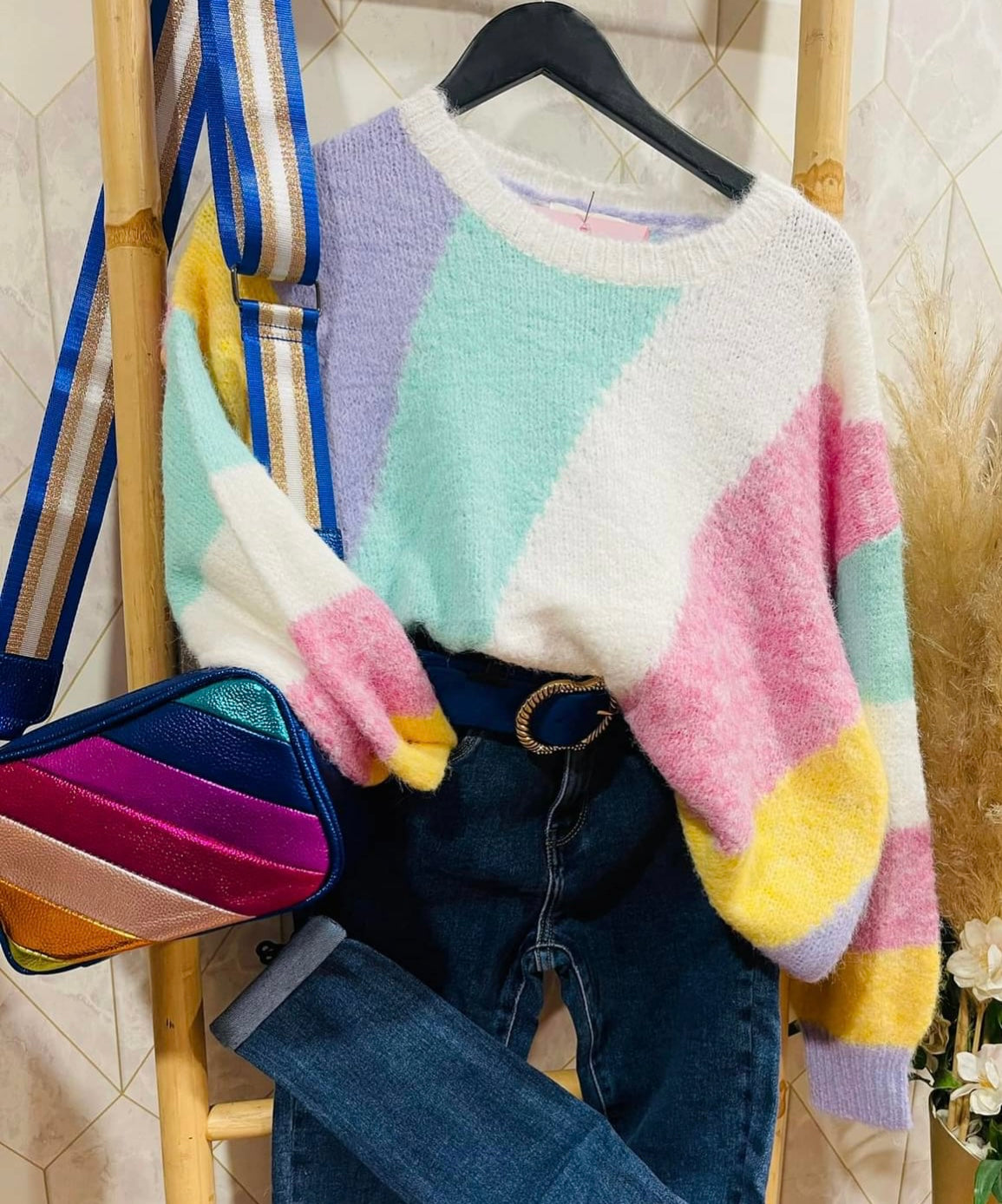 Pull en maille colorée tout doux taille unique