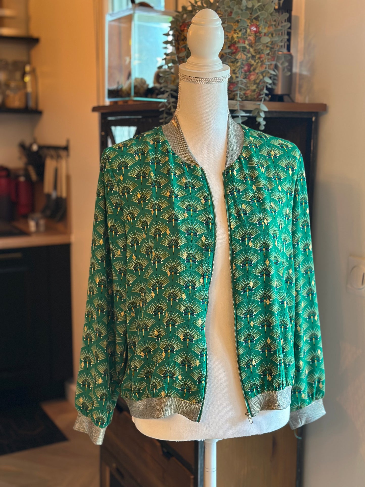 Veste légère façon bomber imprimé vert T.36