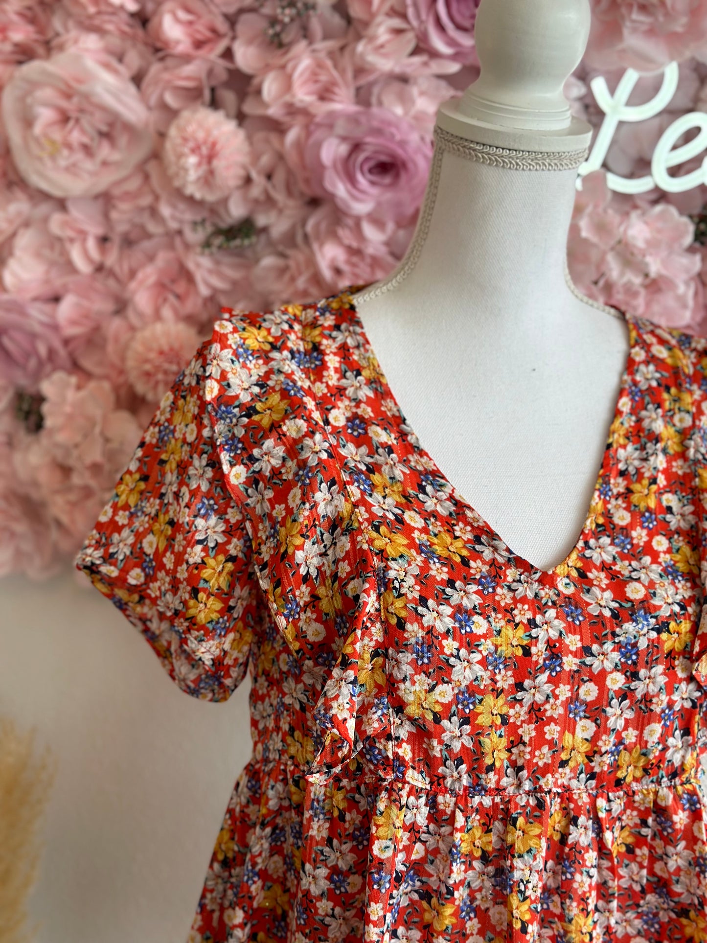 Blouse d'été à coupe fluide motifs fleuris colorés, T.36/38