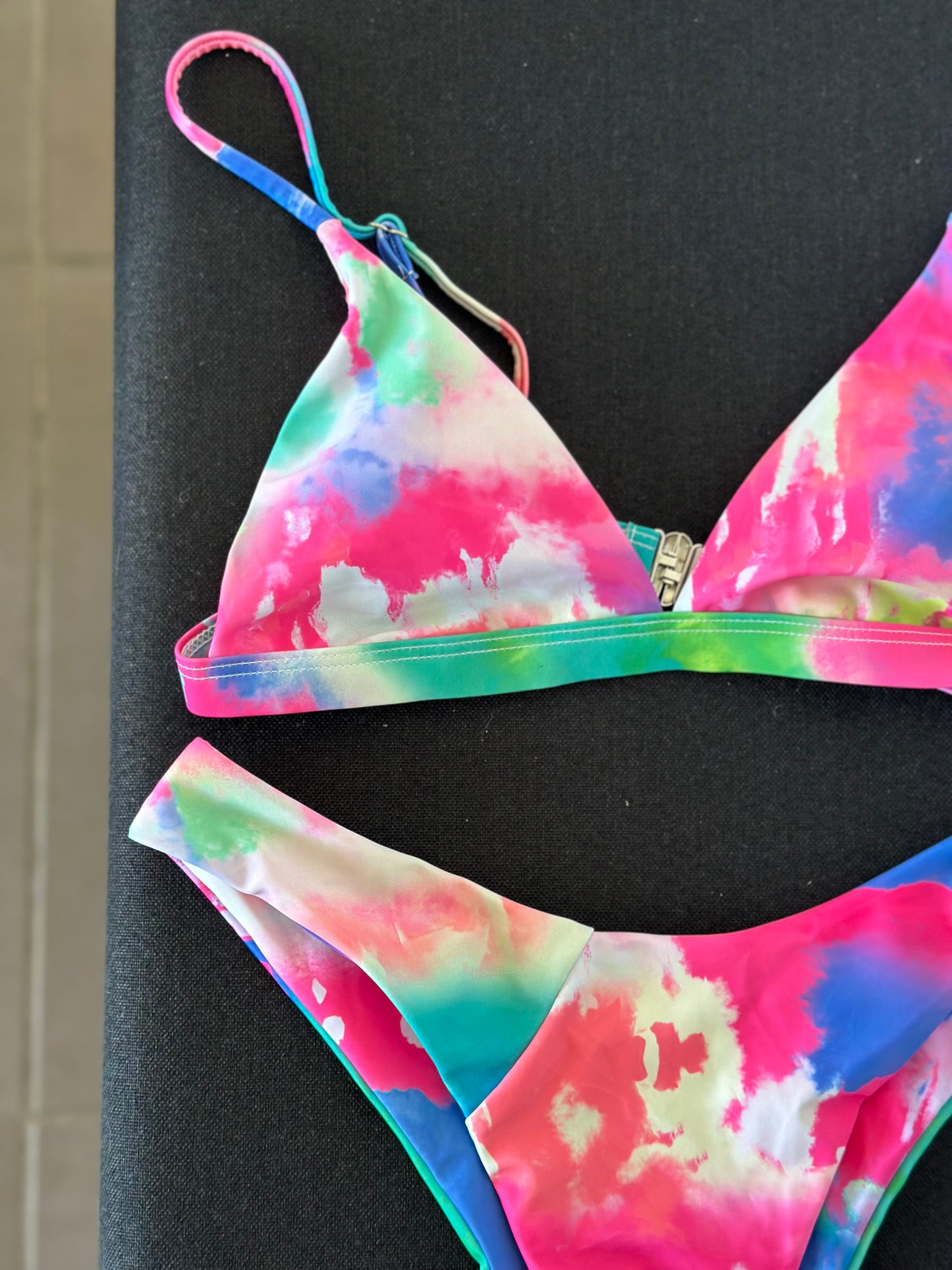 Maillot de bain 2 pièces motif galaxie multicolore T.36