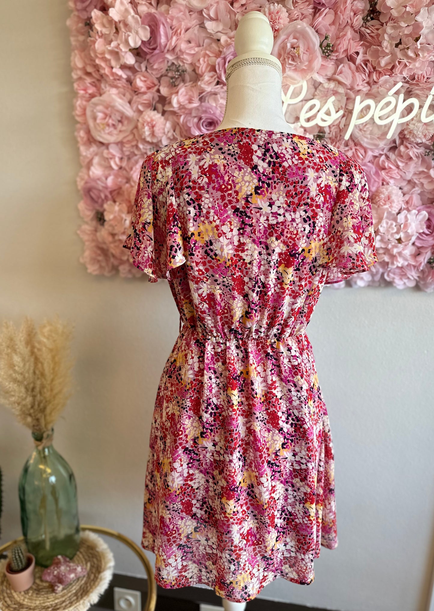 Robe midi rose lilas motifs fleuris T.36