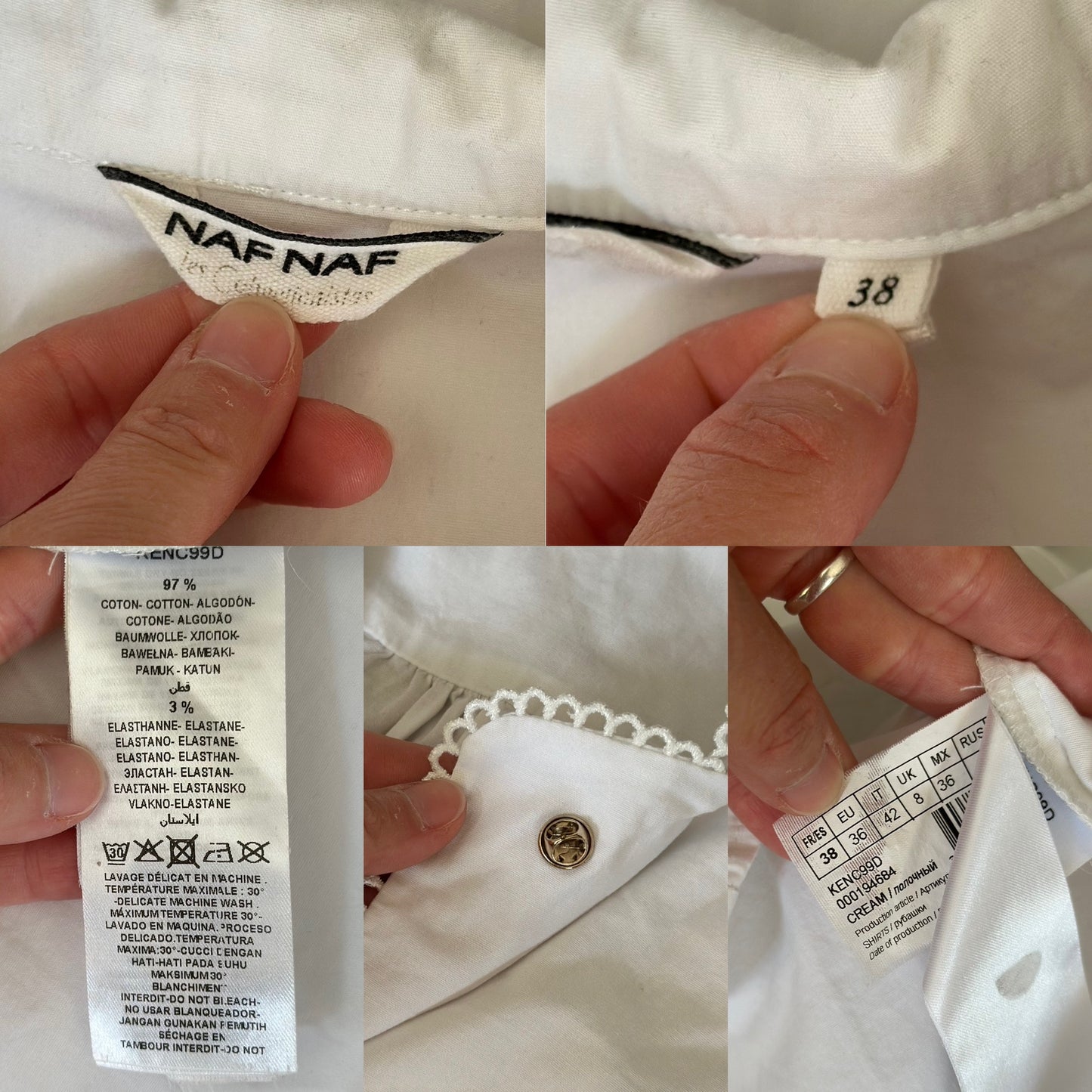 Chemise blanche brodée col citron T.38