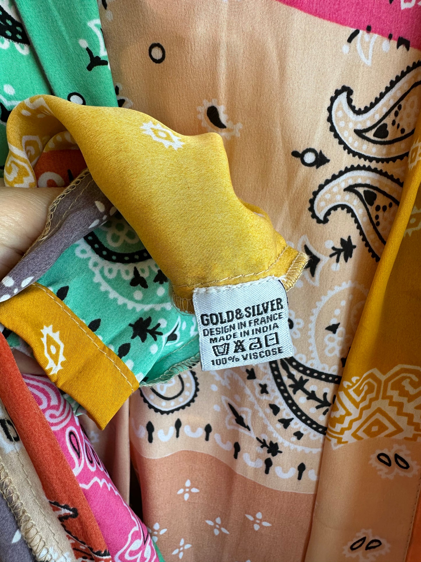 Kimono long à motifs bandana colorés T.U