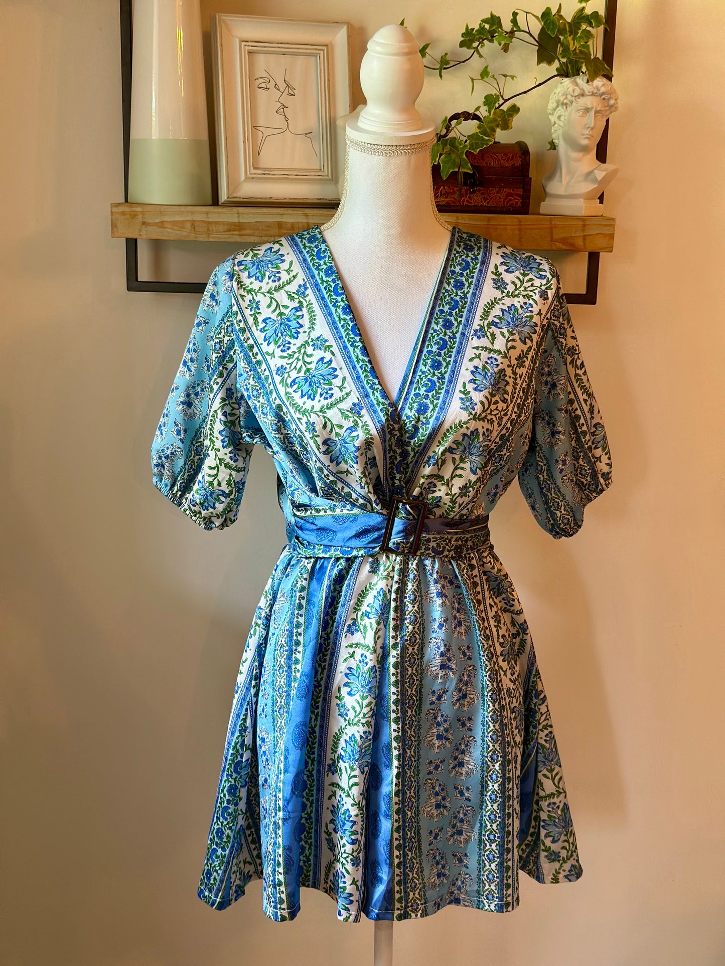 Combishort imprimé fleuri bleu T.36