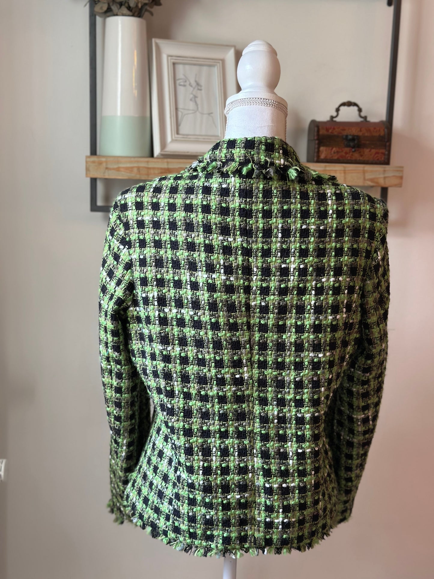 Blazer motifs pied-de-coq en soie T.38