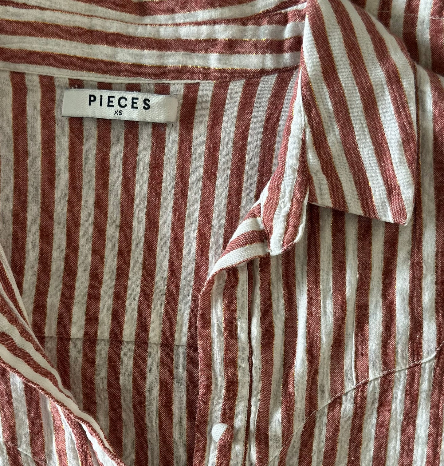 Chemise d’été à rayures rose clair et blanc T.34