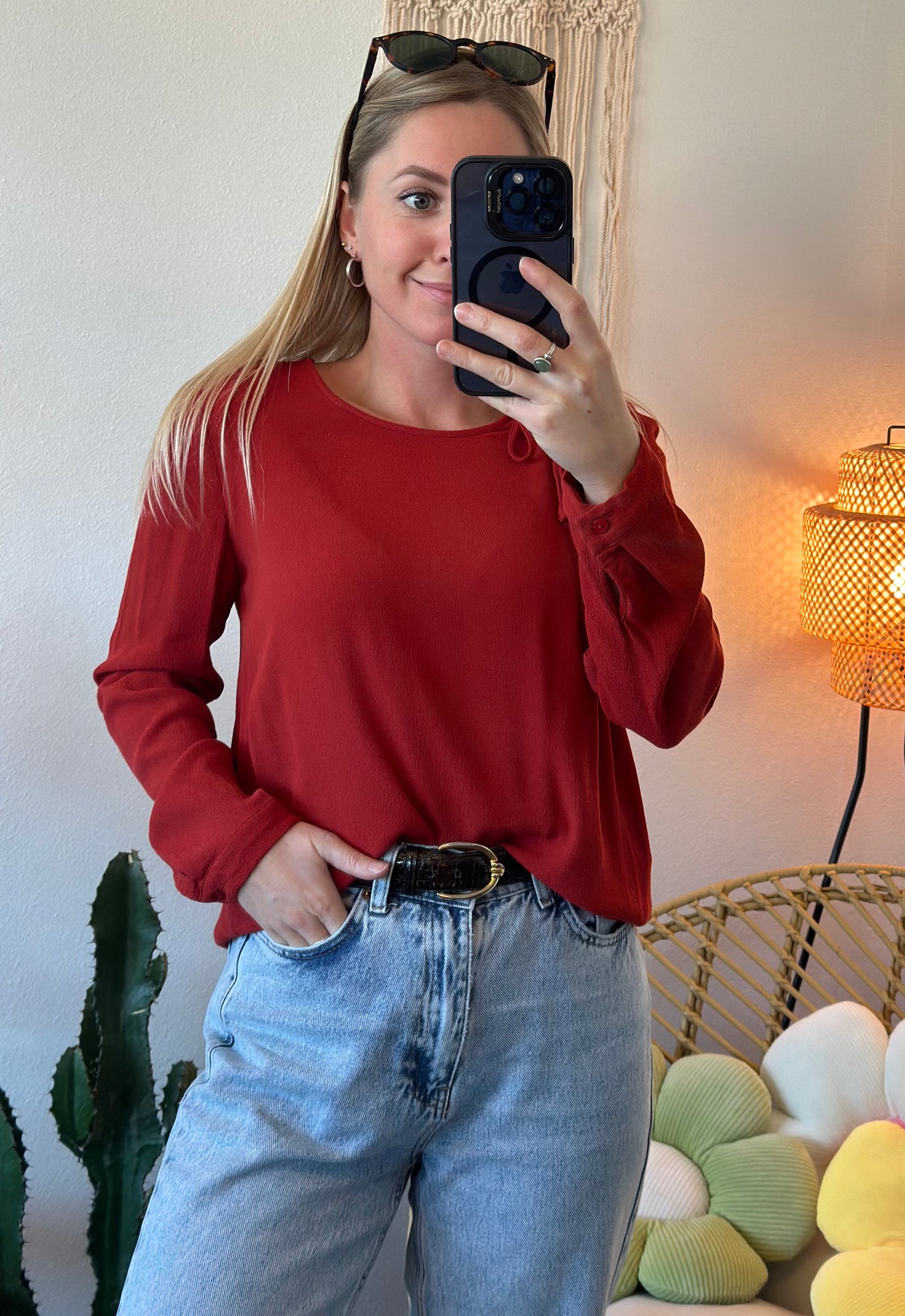 Blouse bohème rouge orangé, T.36/38