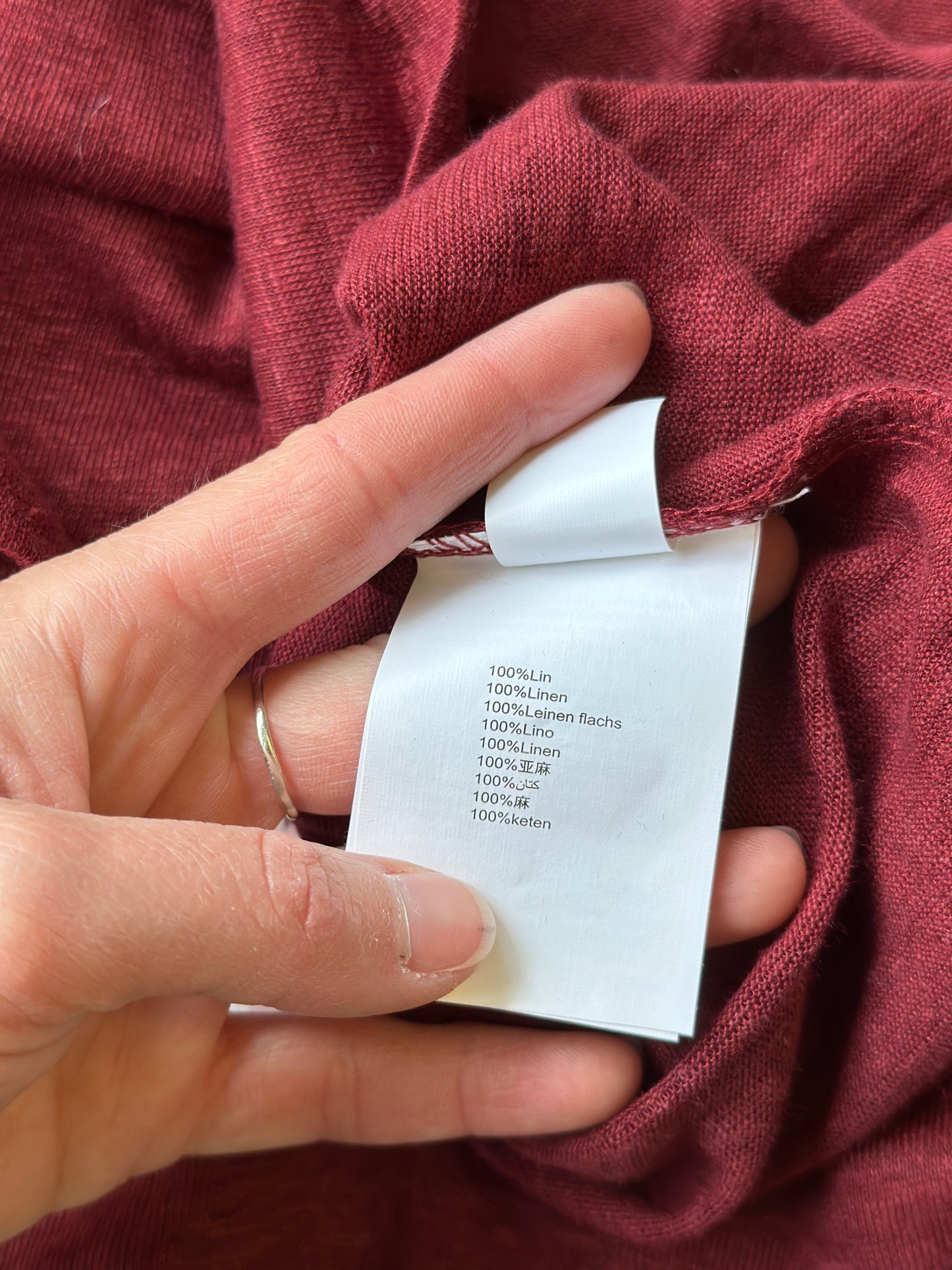 Pull en lin maille fine bordeaux, T.36/38, oversize, neuf avec étiquette