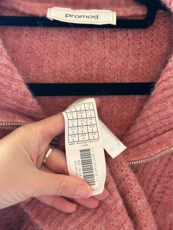 Pull camionneur maille rose clair laine et alpaga T.40
