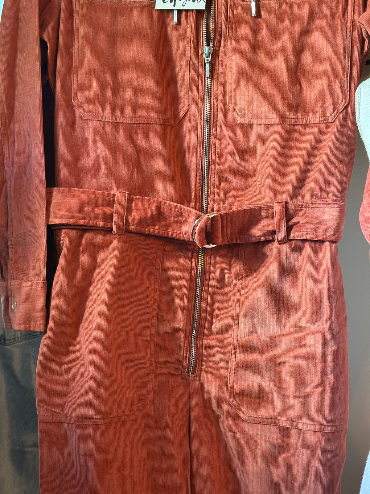Combinaison pantalon en velours rose terracotta corail Neuf T.36